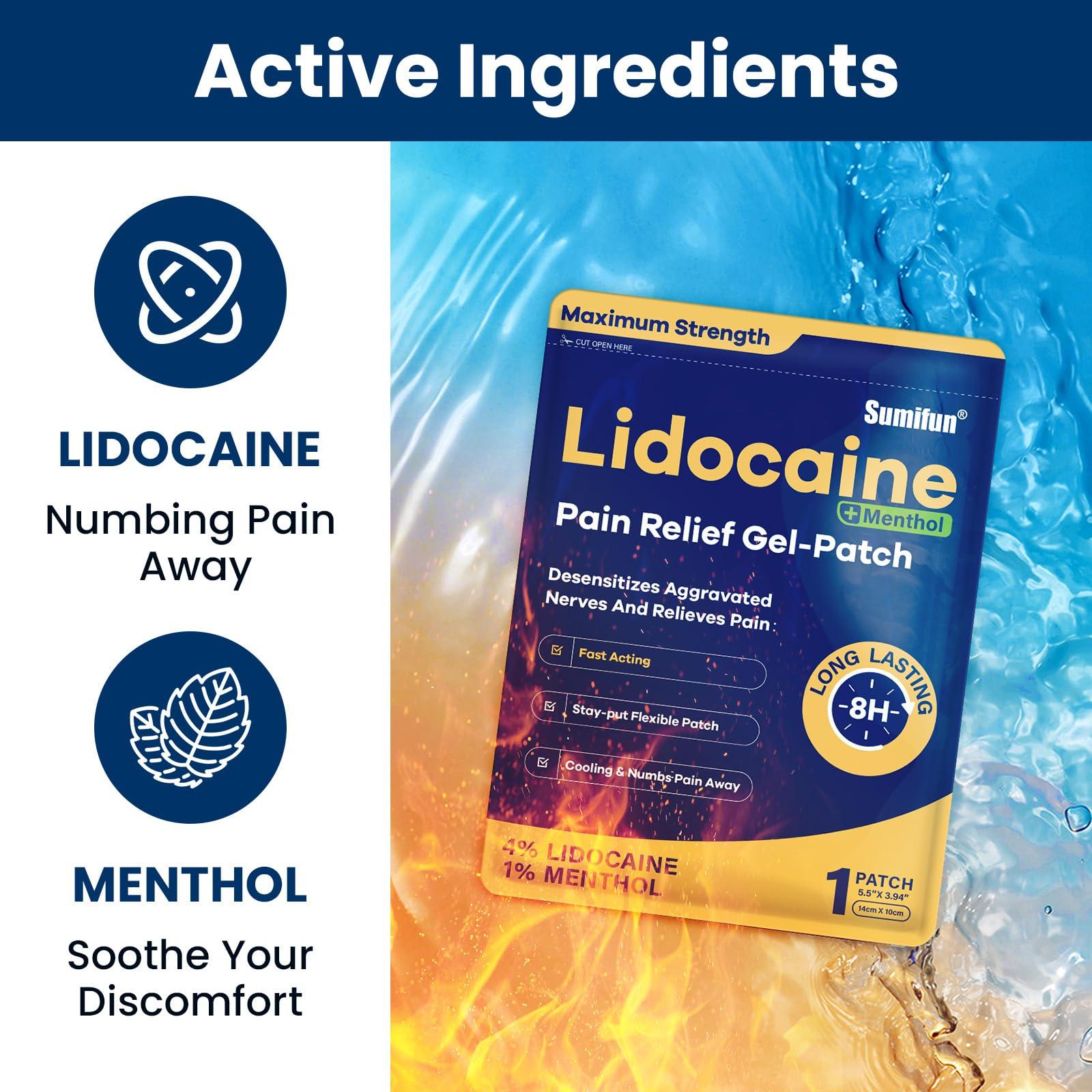 Sumifun 4% Lidocaine Patches Plus 1% Menthol - 15 Counts Maximum Strength OTC Pain Relief Patches for Back Ache Stiff Neck Joint Pain Muscle Soreness Topical Analgesic FSA or HSA Eligible - Image 4