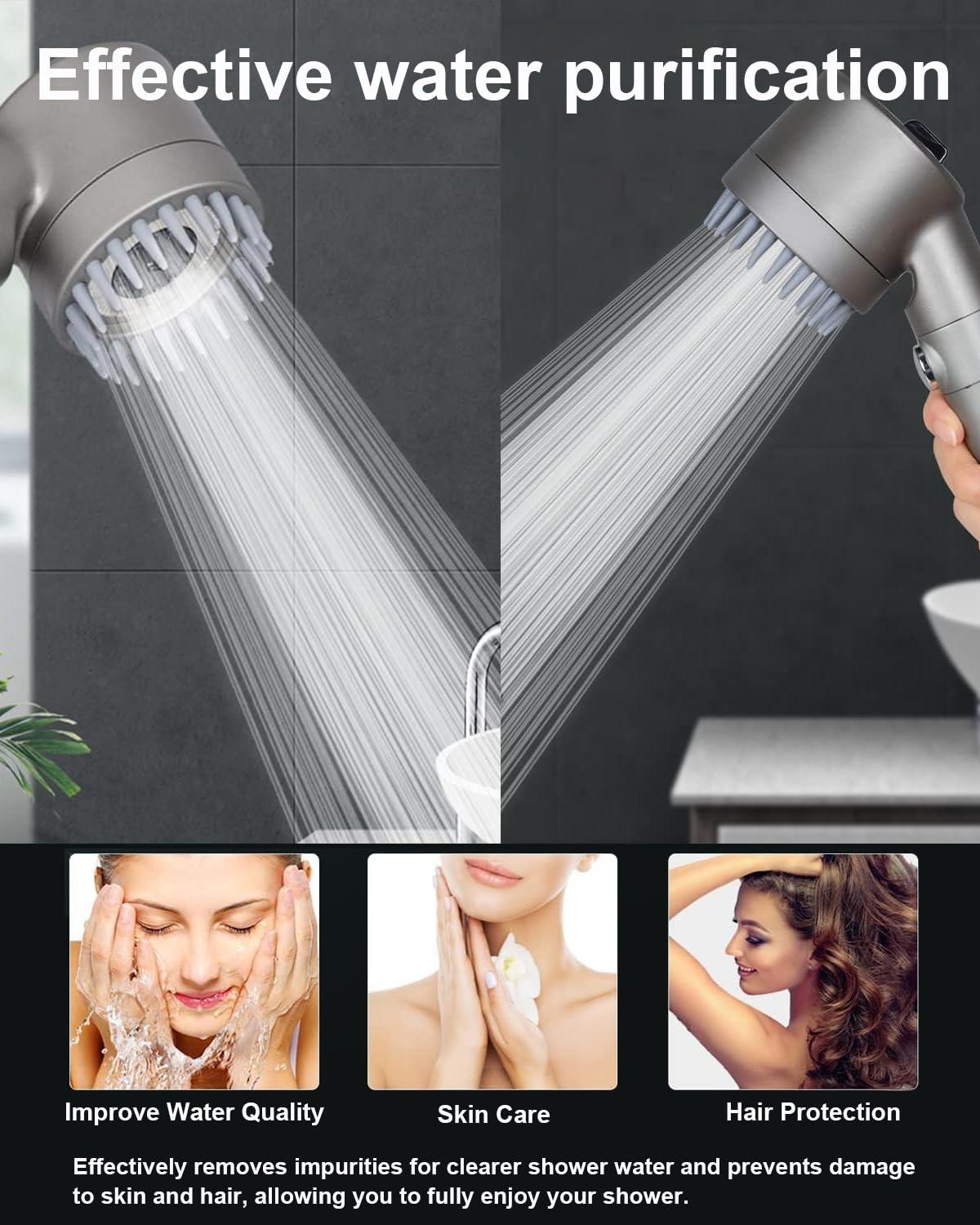 High pressure shower head with filtered showerhead,4 spray modes handheld shower,adjustable shower head with off/on,with 59”/1.5M hose,suitable for bathing and rinsing fish tank and pets - Image 7