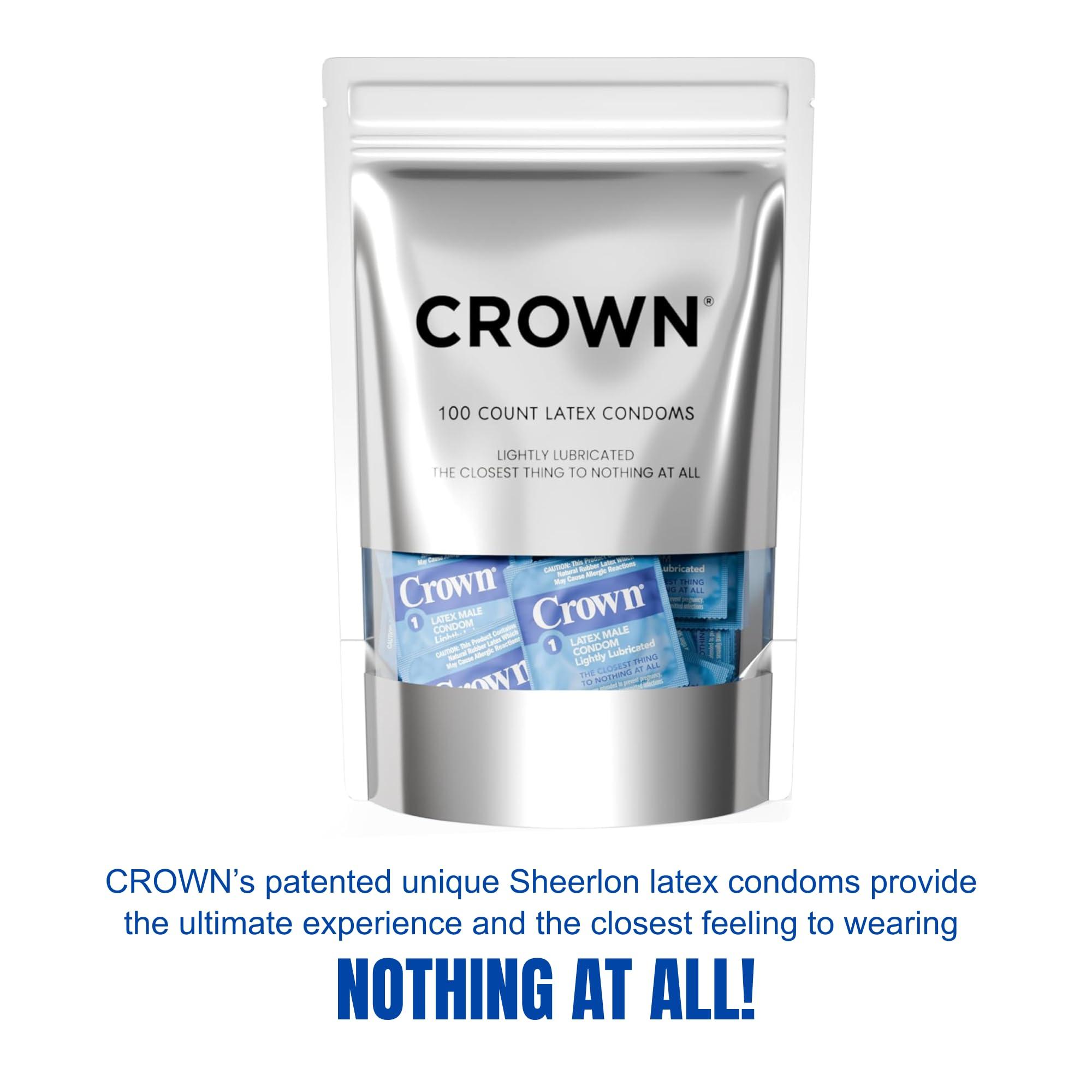 Crown Condoms — 100 Count — Lubricated Latex Condoms — Silkier, Thinner and Stronger (Pack of 100) - Image 2