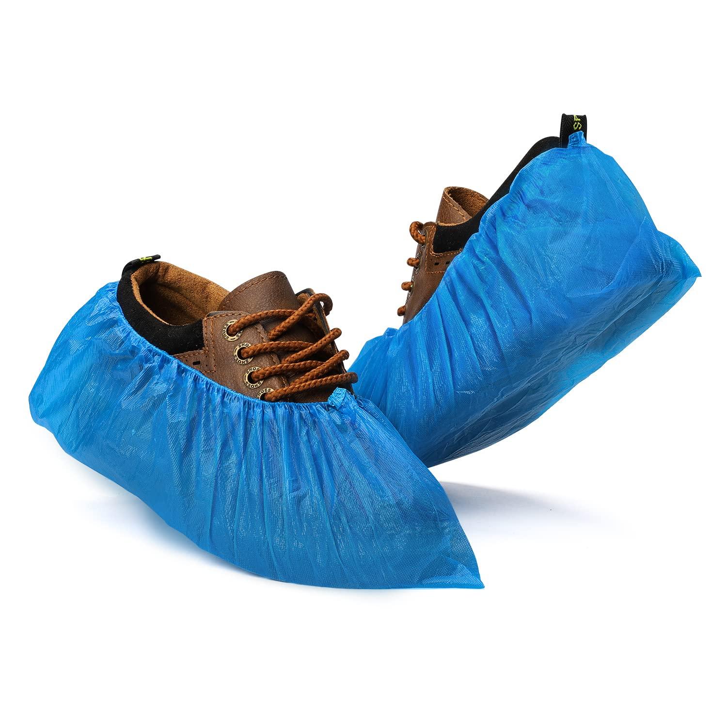 Fuxury 200 Pack (100 Pairs) Disposable Shoe Covers for Indoor, Booties for Shoes Covers Waterproof Shoe Covers Disposable Non Slip, Durable Shoes Cover and Boot Covers One Size Fits All