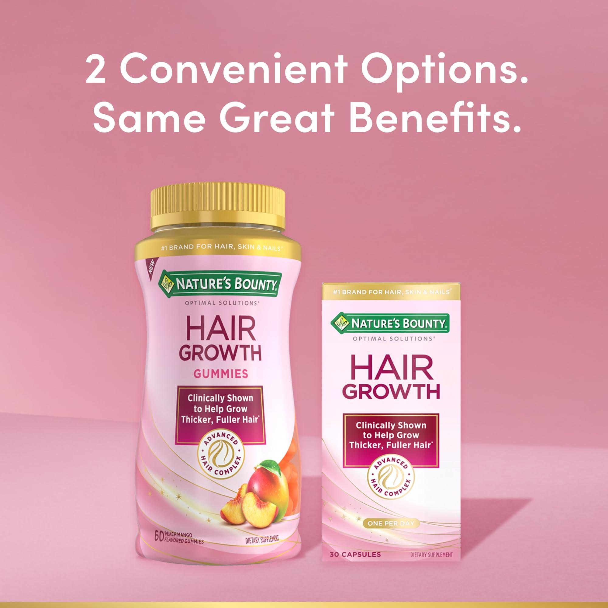 Nature's Bounty Optimal Solutions Hair Growth Supplement with Biotin, Hair Growth Vitamins with Biotin Silicon & Arginine, 1 Per Day, 30 Capsules, One Month Supply - Image 6