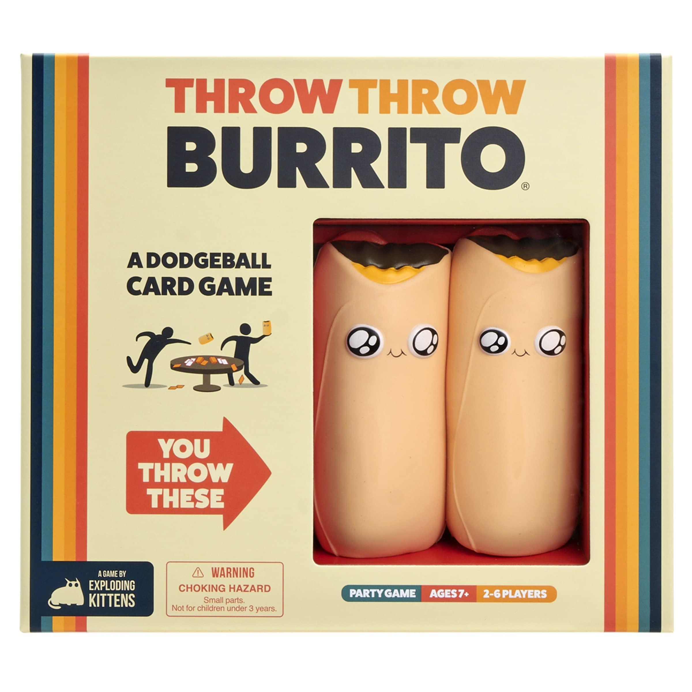 Exploding Kittens Presents Throw Throw Burrito - A Dodgeball Card Game - Family Card Games for Adults, Teens & Kids - 2-6 Players - Ages 7 and Up - 120 Cards
