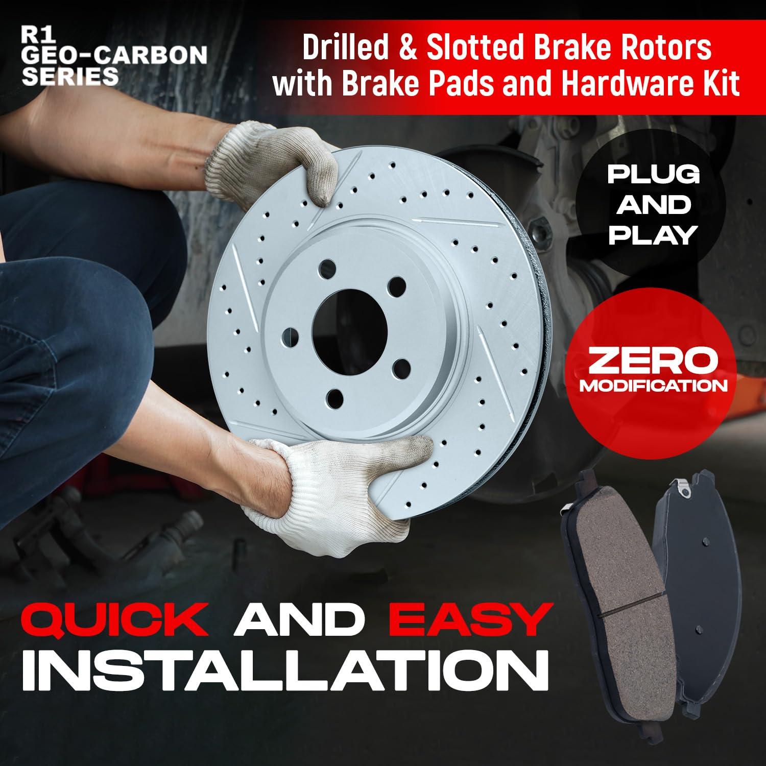 R1 Concepts Front and Rear Brakes and Rotors| Front and Rear Optimum OEp Brake Pads and Rotors Kit| Fits 2007-2009 Chrysler Aspen, Dodge Durango; 2006-2010 Dodge Ram 1500; 2011-2024 Ram 1500 - Image 3
