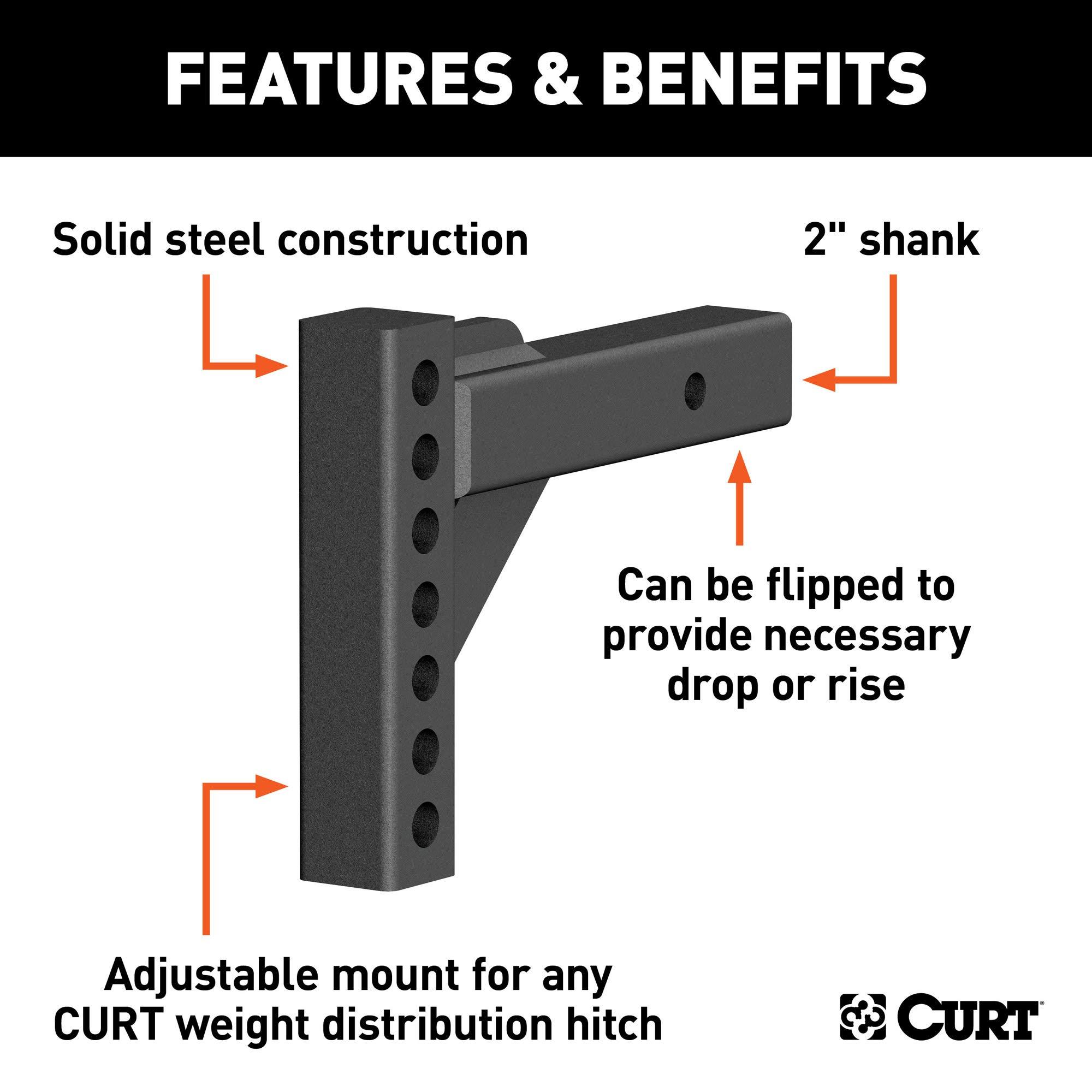 CURT 17100 Replacement Weight Distribution Hitch Shank, 2-Inch Receiver, 2-In Drop, 6-Inch Rise, CARBIDE BLACK POWDER COAT - Image 3