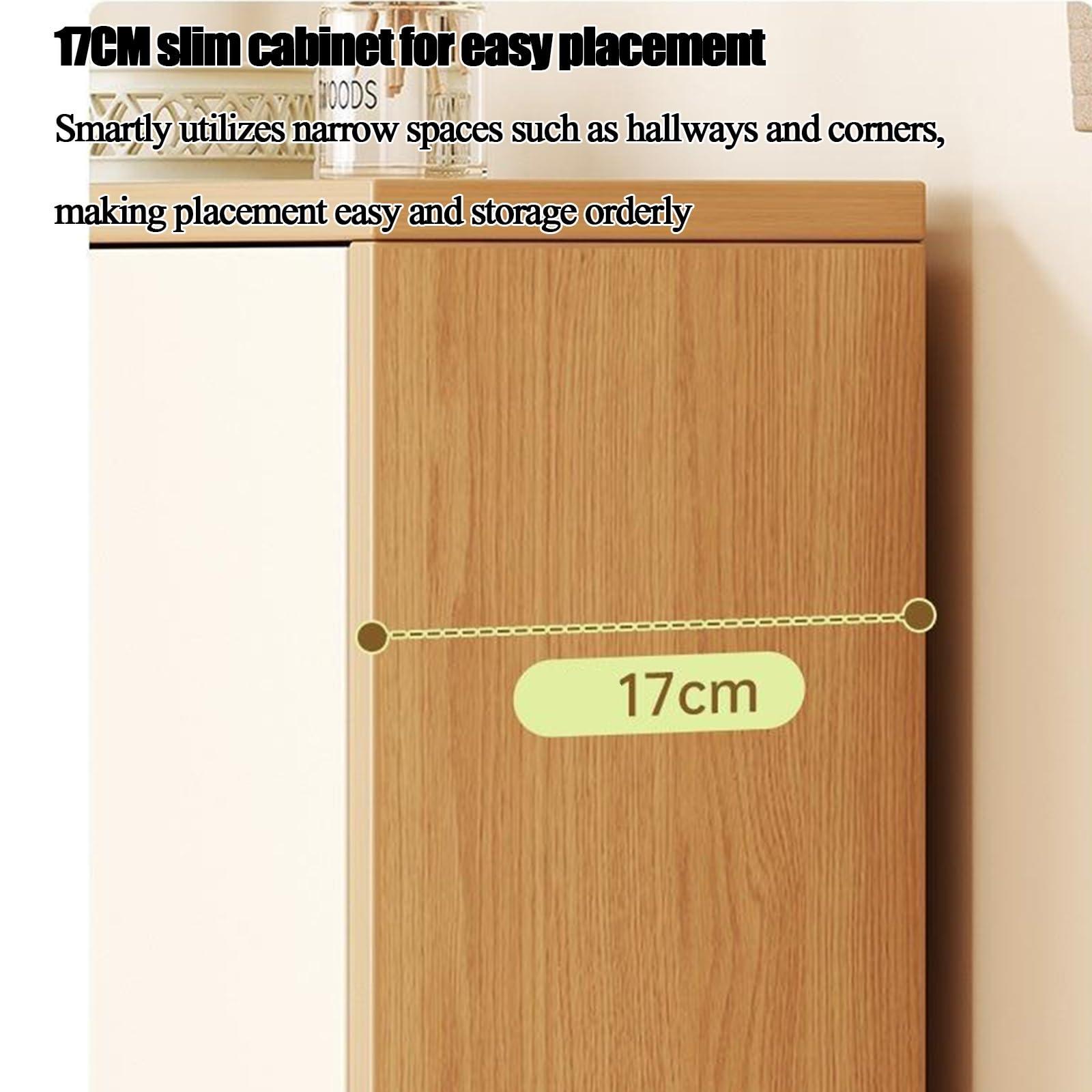 XCHEN Small Kitchen Cabinet，Kitchen Appliance Storage,Ultra-Thin flip-top Shoe Cabinet, Porch Cabinet, Simple Shoe Rack(80 * 17 * 118.5cm/31.5 * 6.69 * 46.65in) - Image 7