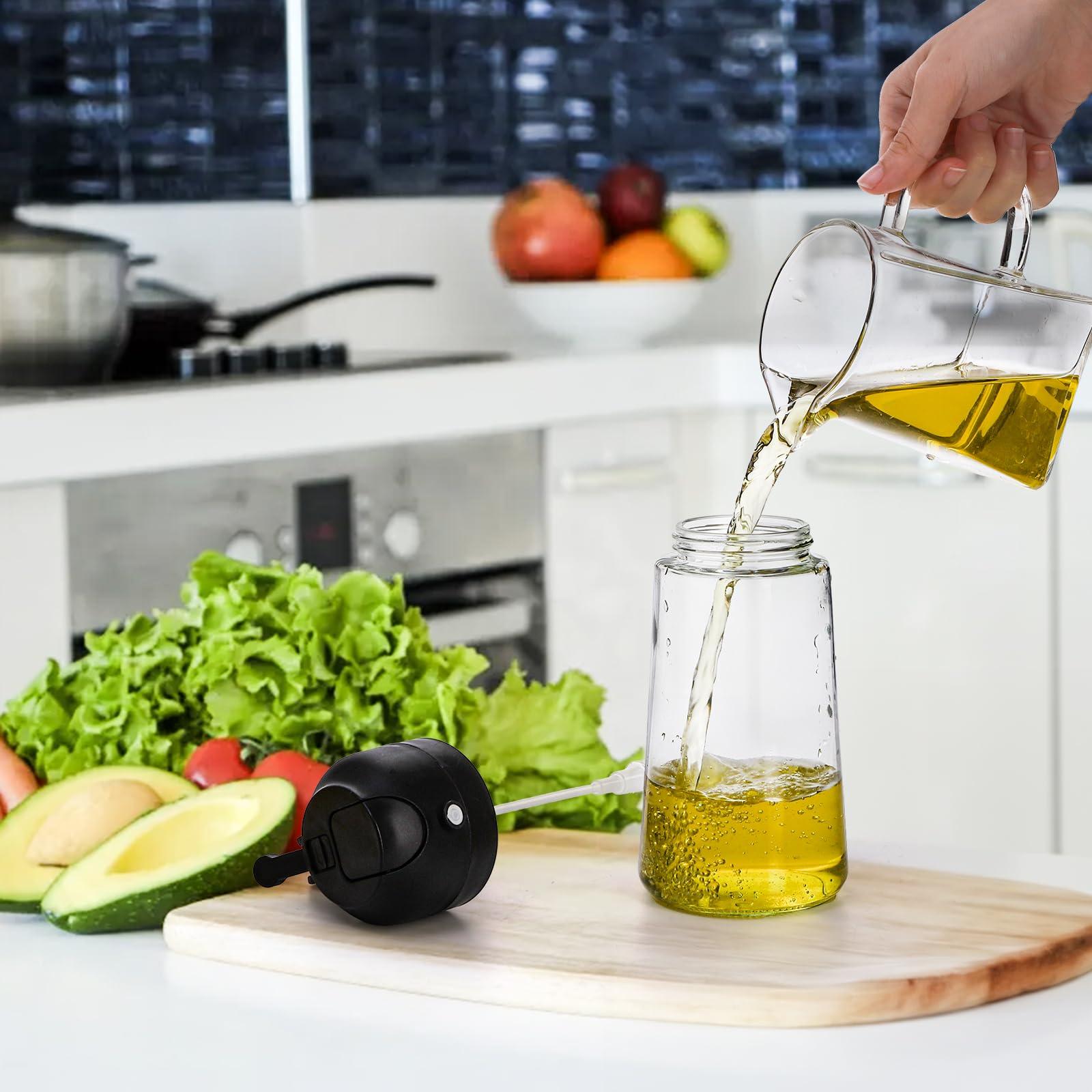 Nicunom 2 Pack Oil Dispenser Bottle, 16 Oz Glass Oil Sprayer 2 in 1 Olive Oil Dispenser for Kitchen, Leak-proof Glass Oil Bottle for Cooking, Salad, Air Fryer, Salad, Frying, BBQ - Image 6