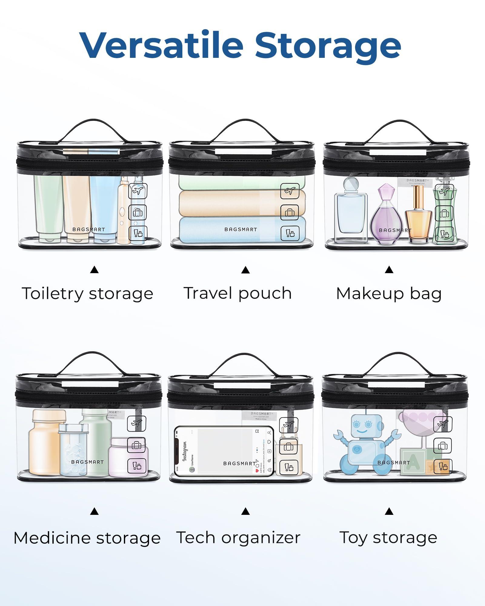 BAGSMART TSA Approved Toiletry Bag, 2 Pack Clear Makeup Cosmetic Bag Organizer, Quart Size Travel Bag for Toiletries, Carry-on Travel Accessories Essentials, Green-2pcs - Image 5