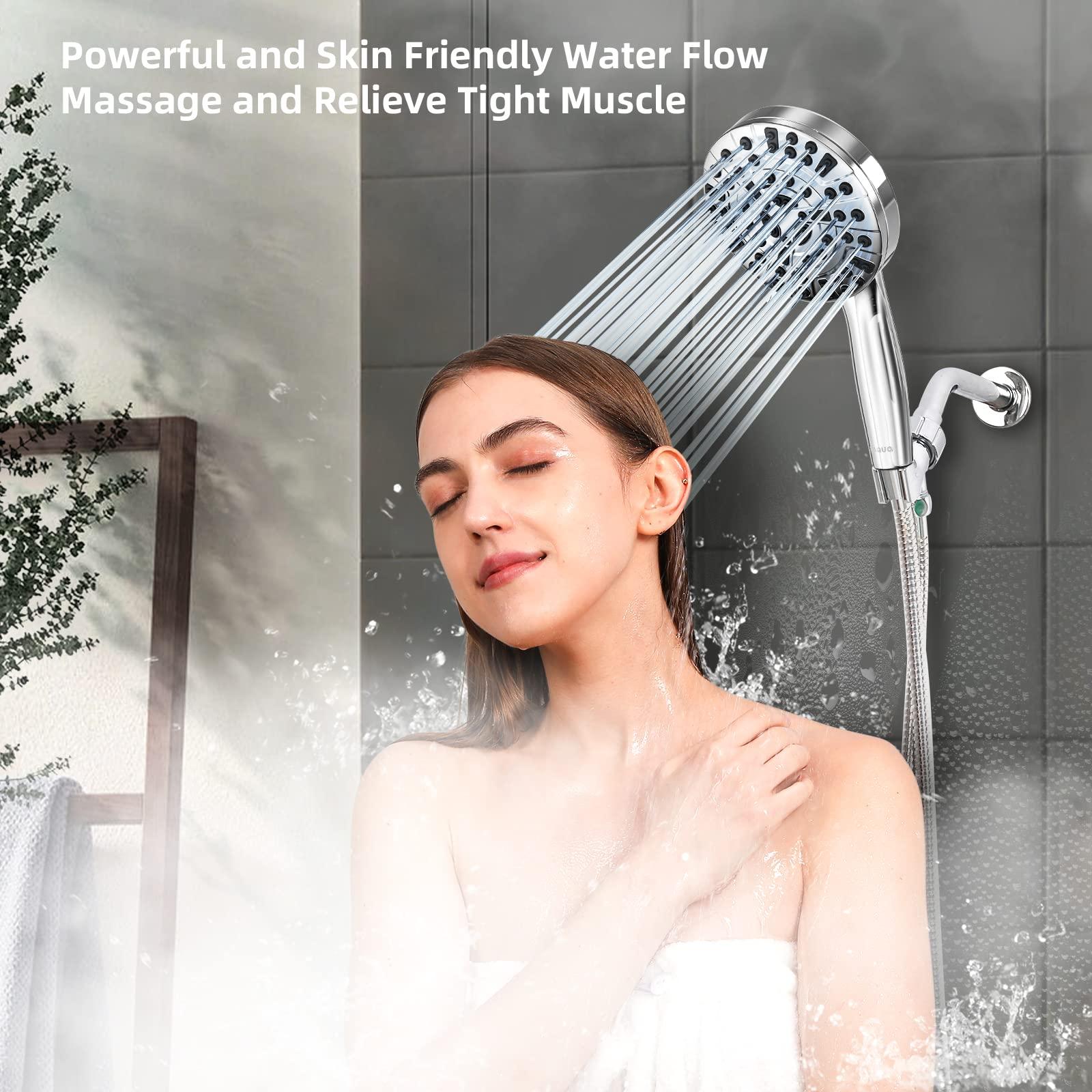 BESAQUO Shower Head,10 Functions High Pressure shower head with handheld, Built-in Pause Mode & 2 Power Wash, Non-Clogging Nozzles High Flow Hand Held Shower Head, Leakproof 6.5ft Hose&Metal Bracket - Image 2