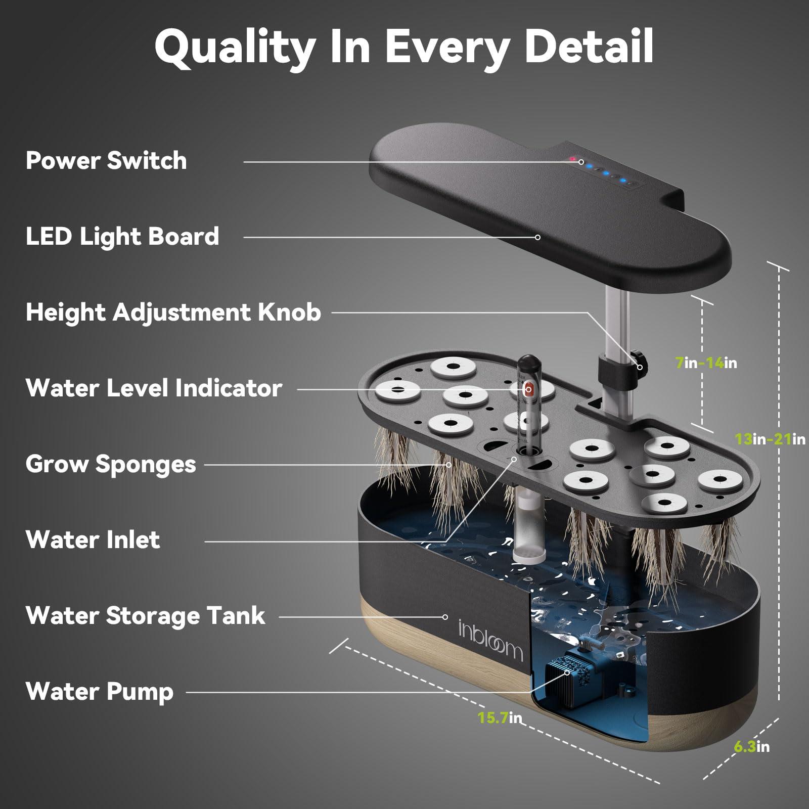 inbloom Hydroponics Growing System 12 Pods, Indoor Herb Garden with LEDs Full-Spectrum Plant Grow Light, Water Shortage Alarm, Automatic Timer, Height Adjustable, Ideal Gardening Gifts for Women - Image 2