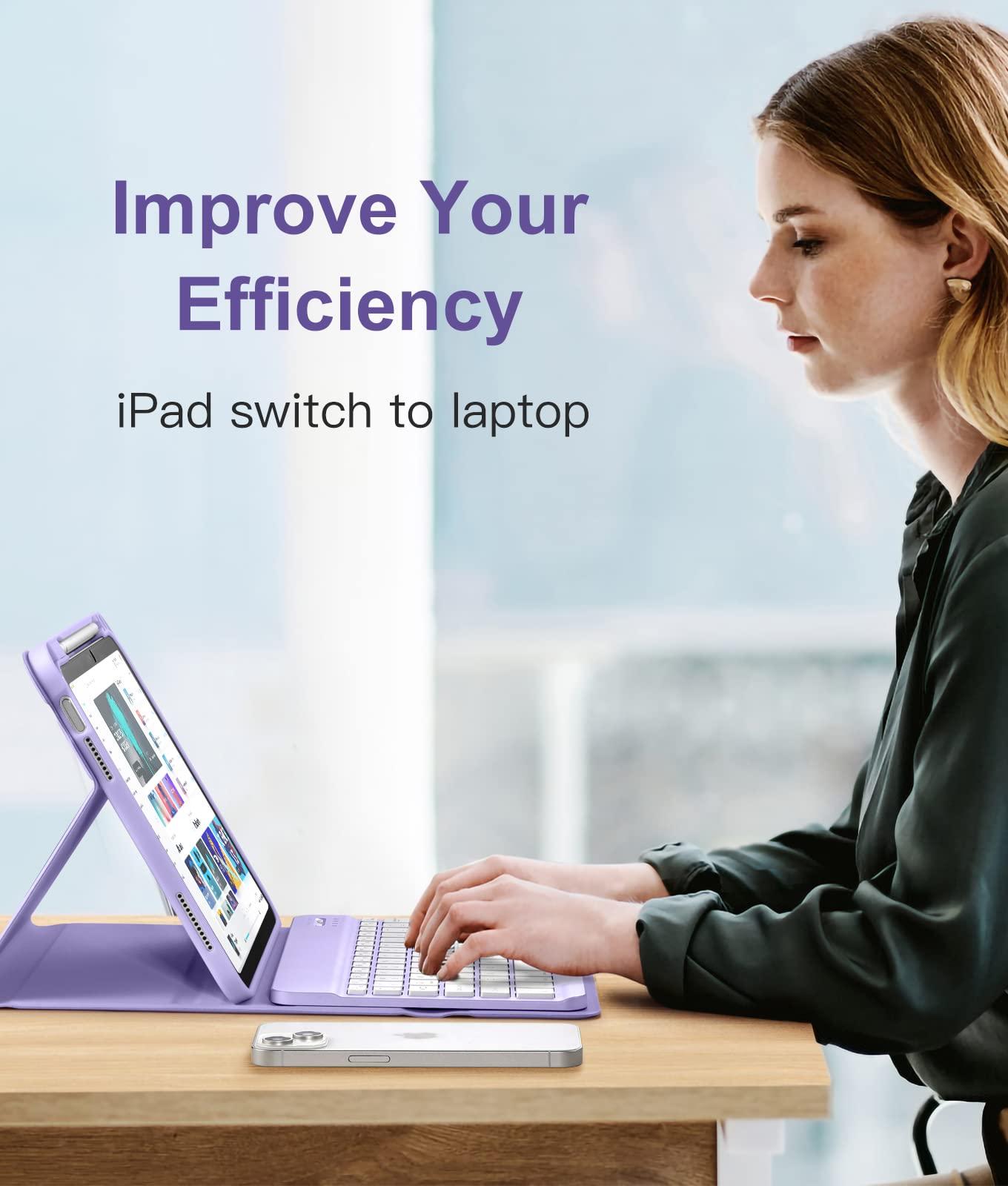 Hamile for iPad 11th 10th Generation Case with Keyboard - 7 Colors Backlit Wireless Detachable Folio Keyboard Cover with Pencil Holder for iPad 11-inch A16 2025 10th Gen 10.9 Inch 2022 (Purple) - Image 7