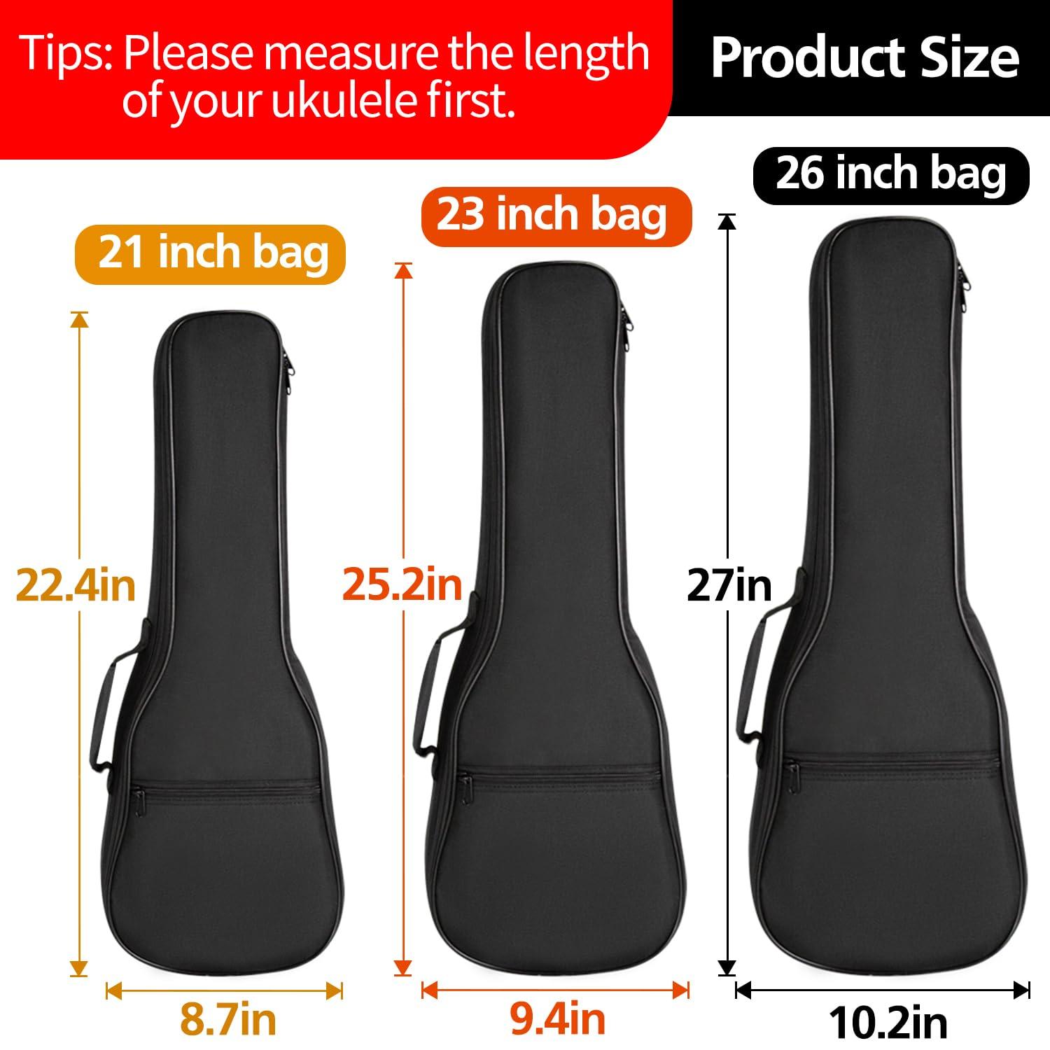 26in Ukulele Case, Waterproof Durable Ukulele Padded Bag with Adjustable Straps for Tenor (26in) - Image 2