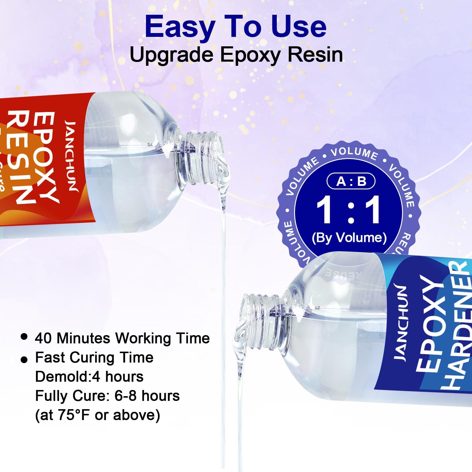 JANCHUN Crystal Clear Epoxy Resin Kit 16oz, Bubble-Free, Anti-Yellowing, Self Leveling Easy Mix 1:1 Coating and Casting Resin for Table Top, Molds, Tumbler Crafts, Painting, Jewelry, DIY Gifts - Image 6