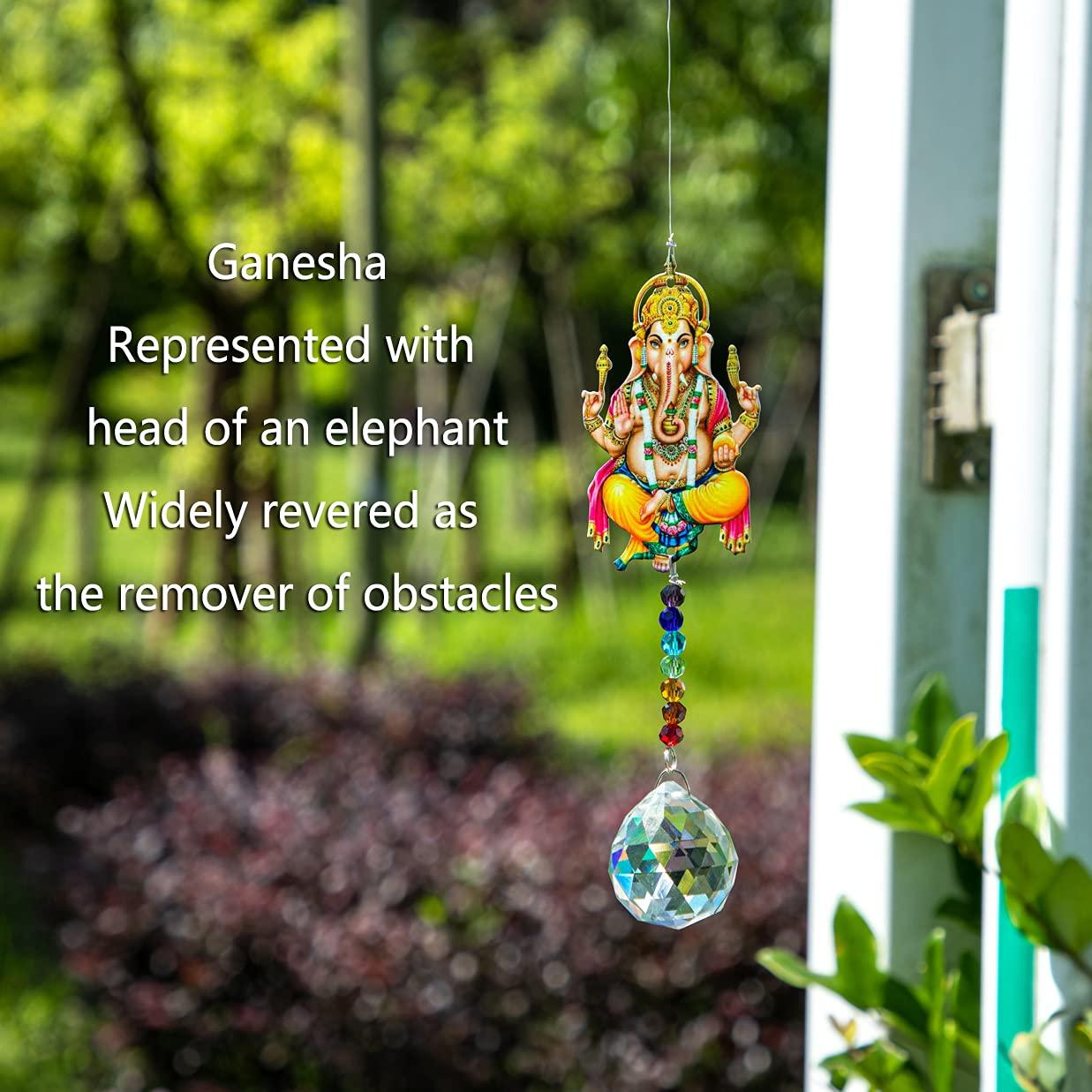 Elephant God Prism Suncatcher Hindu Ganesha Protection Charm Decor Window Garden Wall Hanging Crystal Pendant - Image 6