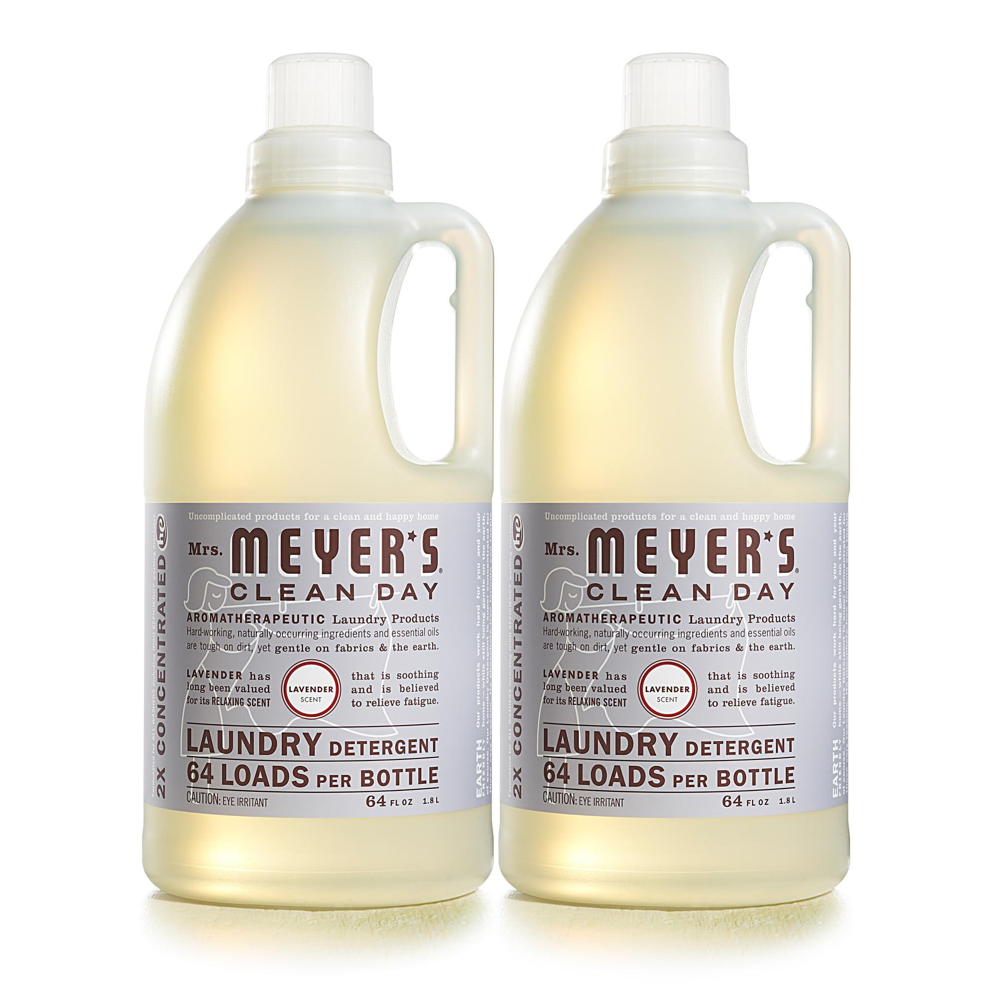 MRS. MEYER'S Clean Day Liquid Laundry Detergent, Cruelty Free and Biodegradable Formula, Lavender Scent, 64 oz- Pack of 2