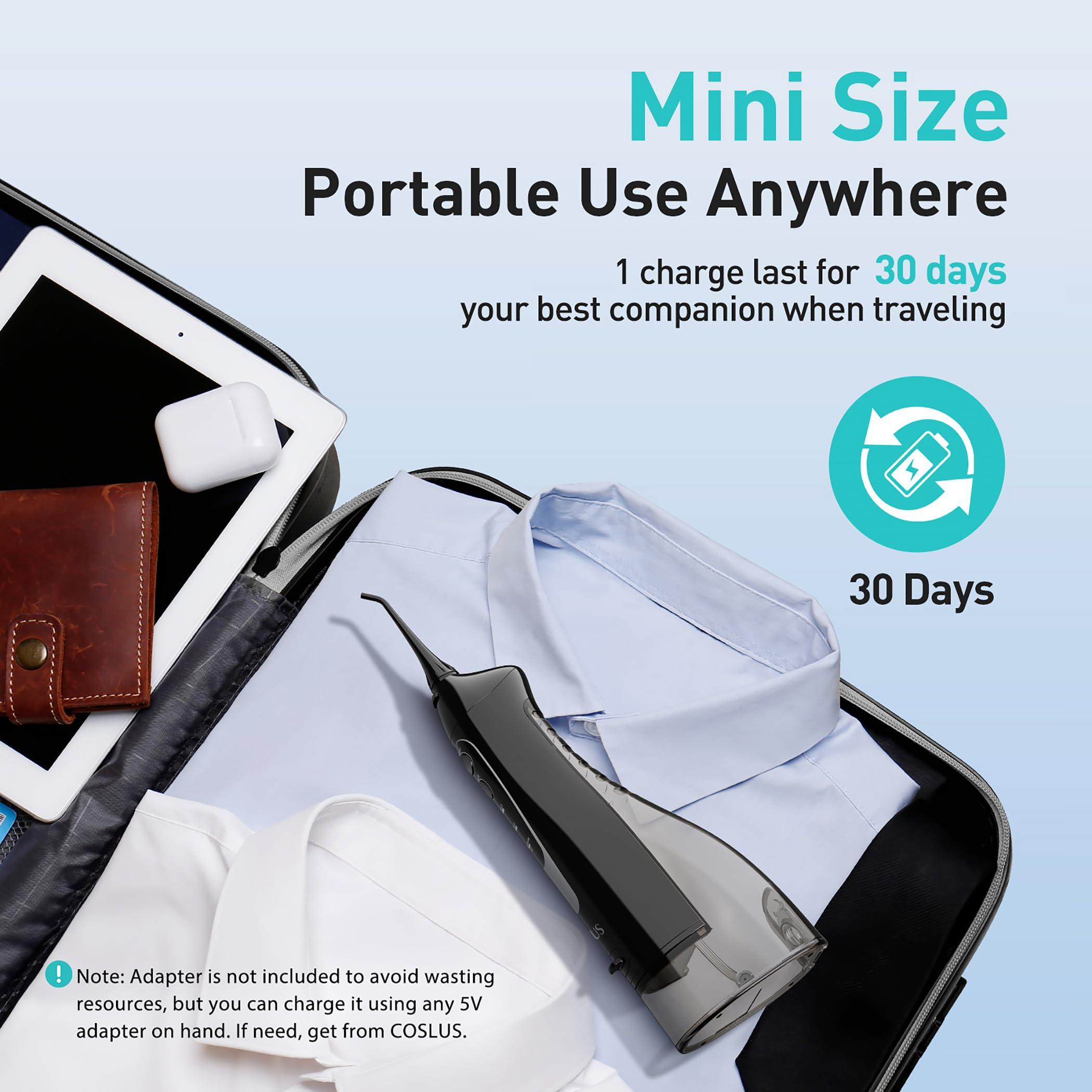 COSLUS Water Dental Flosser Teeth Pick: Portable Cordless Oral Irrigator 300ML Rechargeable Travel Irrigation Cleaner IPX7 Waterproof Electric Flossing Machine for Teeth Cleaning C20(F5020E) - Image 4