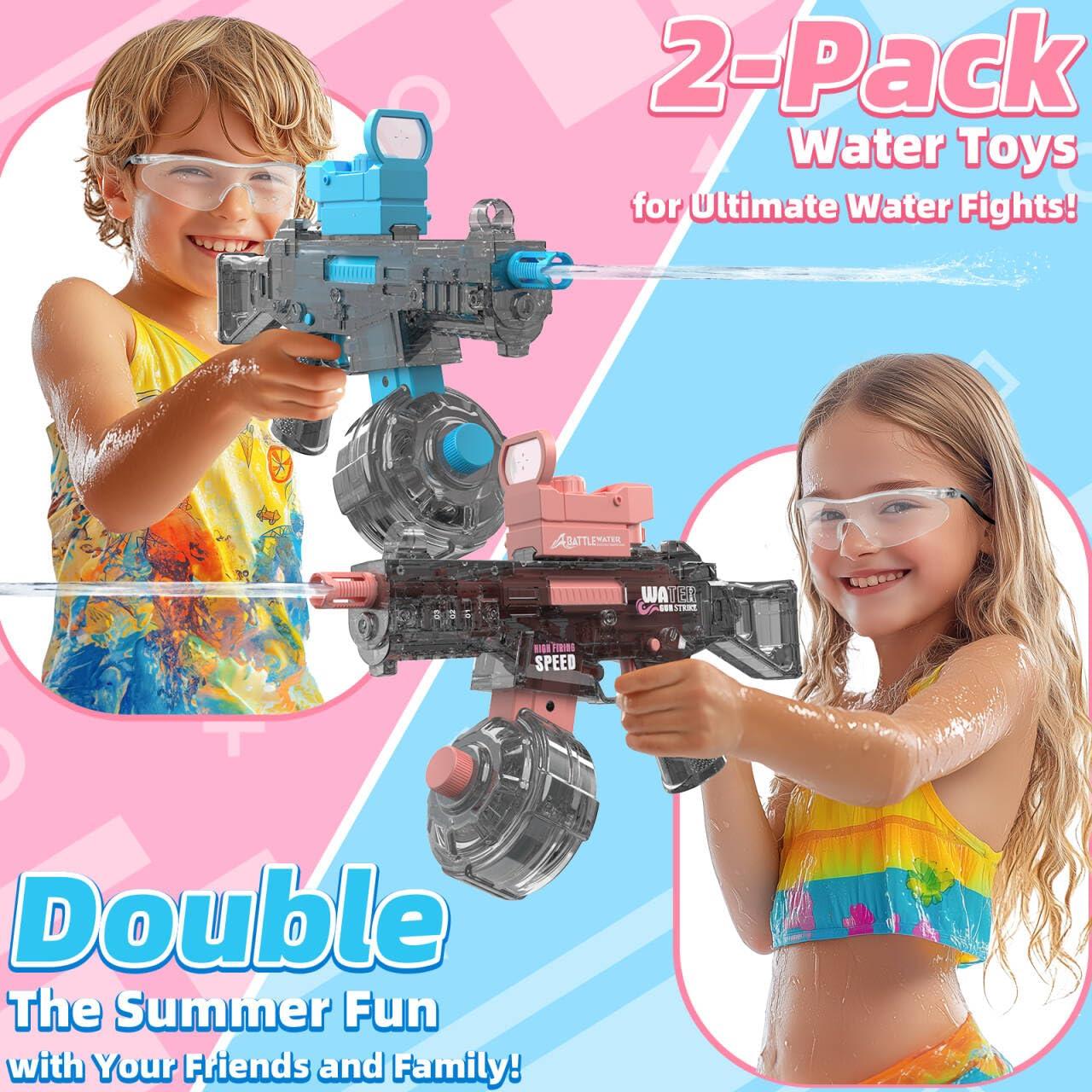 2 Pack Electric Water Guns for Adults Kids, Automatic Water Gun Toys for Kids Ages 4-8 8-12, Large Capacity High Power, 36ft Ultra-Long Range, Summer Pool Outdoor Beach Water Toys for Boys Girls - Image 2