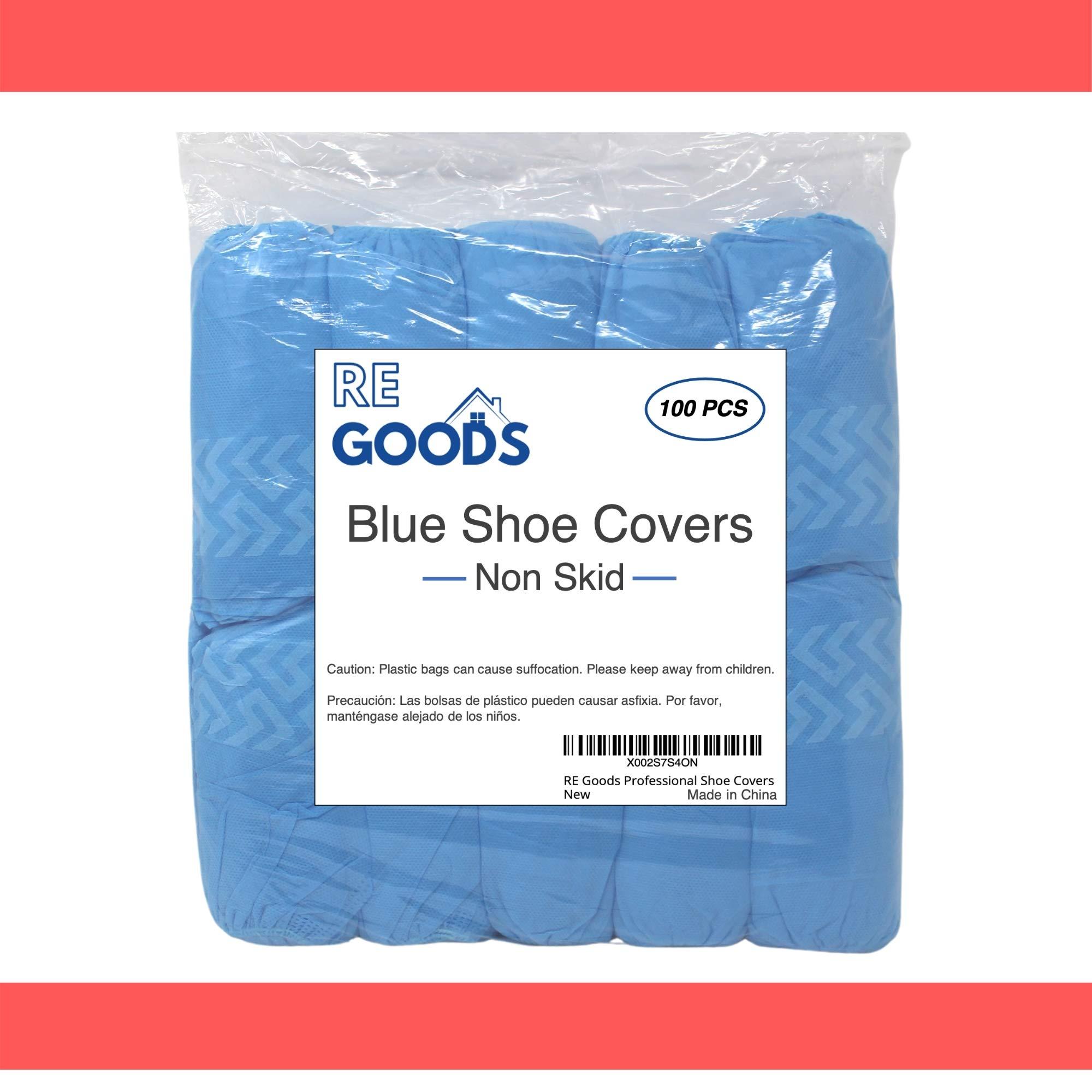 RE GOODS Shoe Covers | X Large - Extra Thick - Non Slip Soles | 100 Pack | Blue Disposable Boot and Shoe Booties | Water Resistant | 35 GSM Non Woven | Indoor or Outdoor Use - Image 7