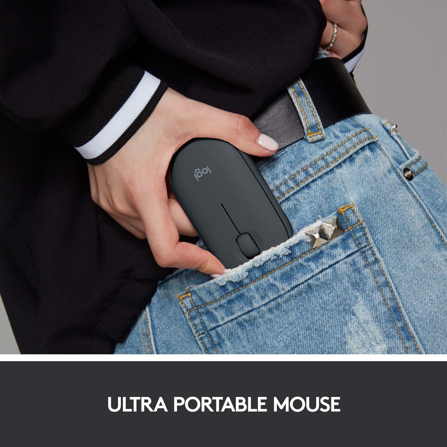 Logitech Pebble Wireless Mouse with Bluetooth or 2.4 GHz Receiver, Silent, Slim Computer Mouse with Quiet Clicks, for Laptop/Notebook/iPad/PC/Mac/Chromebook - Graphite - Image 4