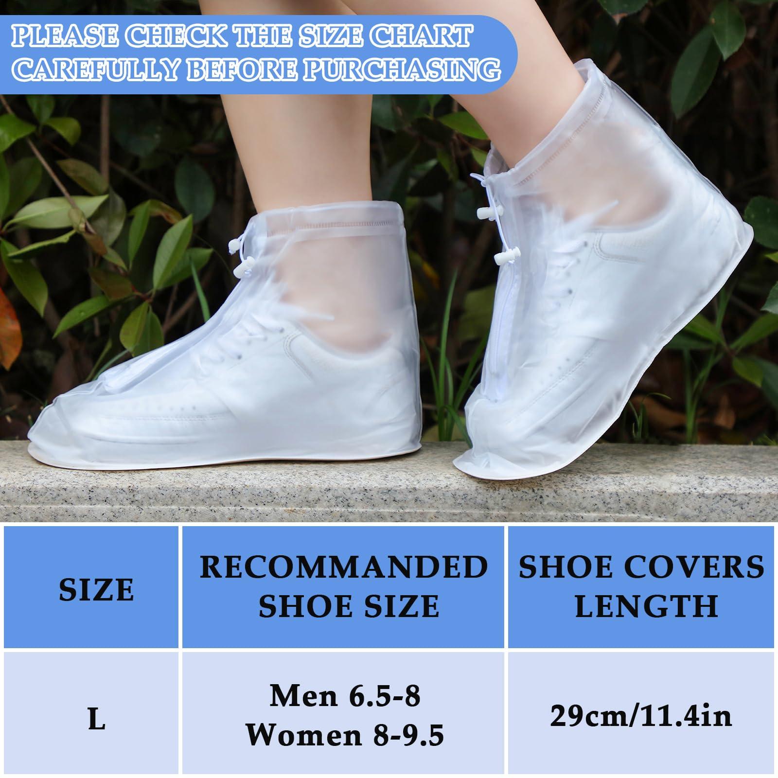 Coume 2 Pairs Rain Shoes Cover Non Slip Waterproof Shoe Covers Reusable Protectors Covers High Top Snow Boots Galoshes Overshoes for Men Women Outdoor Cycling Camping Fishing - Image 2