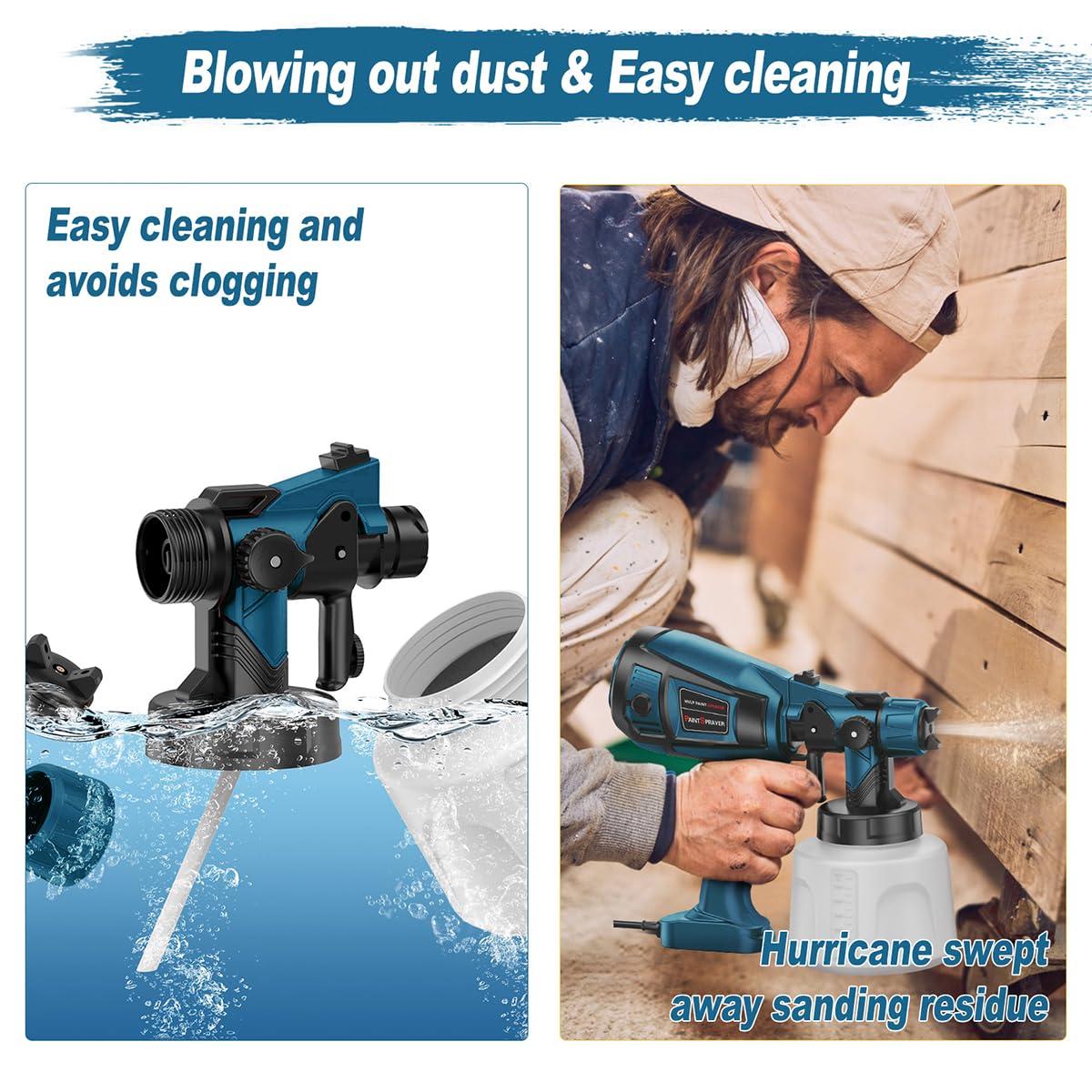 Paint Sprayer Tool 1000W High Power Electric Spray Paint Gun Easy to Clean for Furniture Cabinets Fence Walls Door Garden Chairs Blue - Image 4