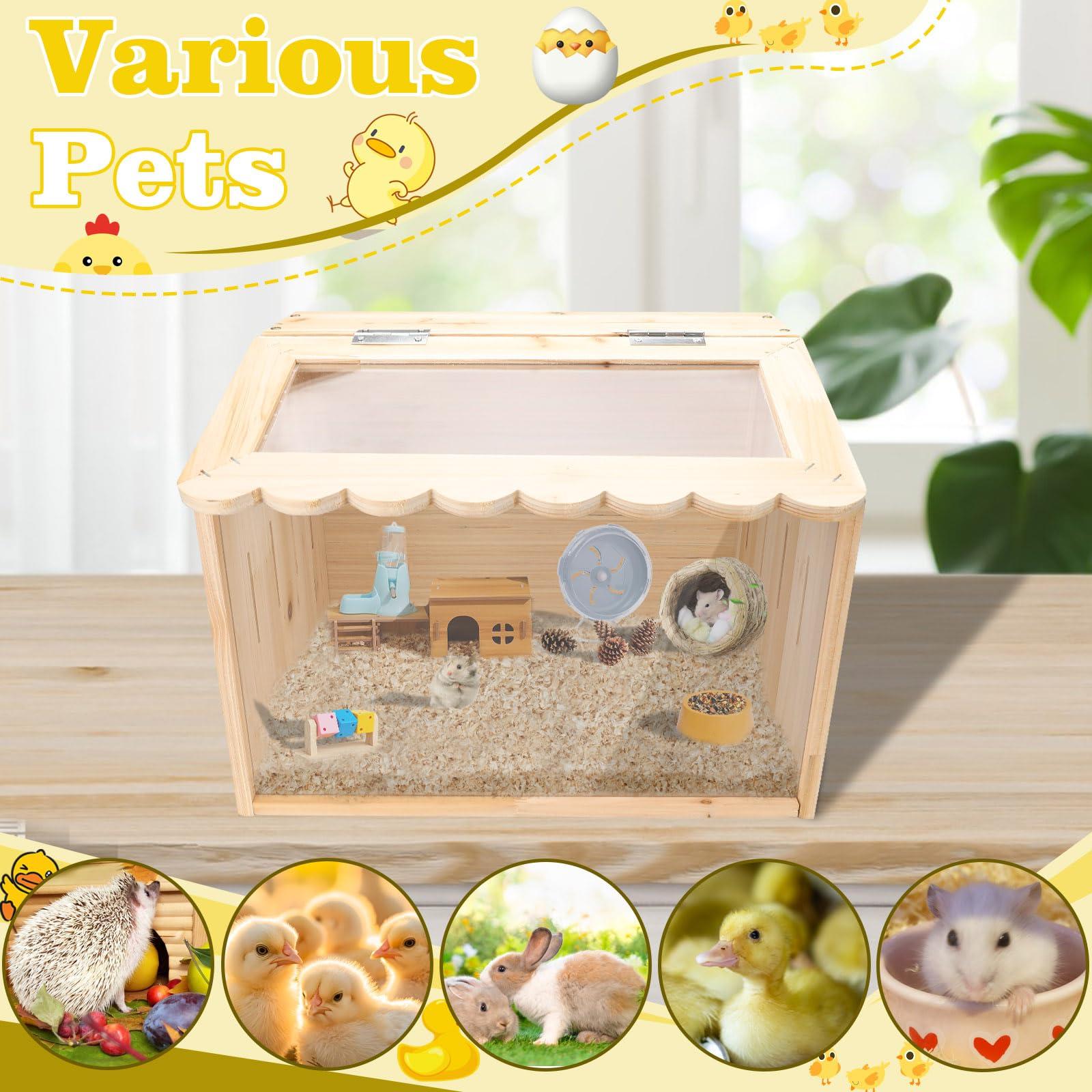 Chicken Brooder Box, Large Wooden Brooder Box for Chicks, Chick Brooder Baby Chicken Supplies, Animal Playpen with Top for Chickens, Ducks, Quails, Hamsters (15.7''*11.8''*11.8'') - Image 4