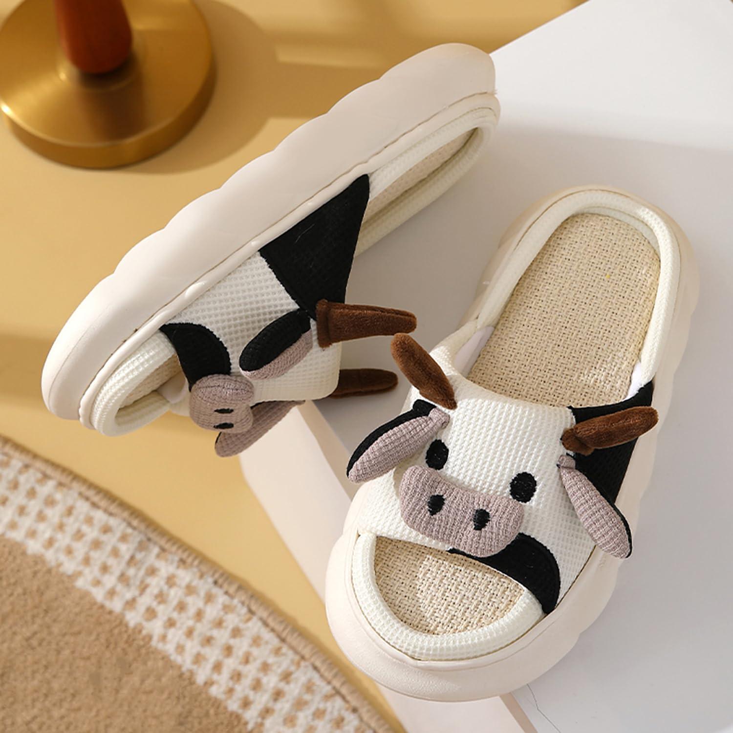 GULAKY Cow Slippers for Women Fuzzy Cute Kawaii Shoes Super Warm Soft Sole Non-slip Lightweight - Image 5