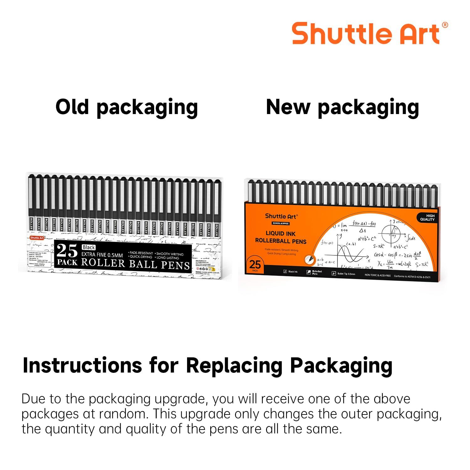 Shuttle Art RollerBall Pens, 25 Pack Black Fine Point Roller Ball Pens, 0.5mm Liquid Ink Pens for Writing Journaling Taking Notes School Office - Image 8