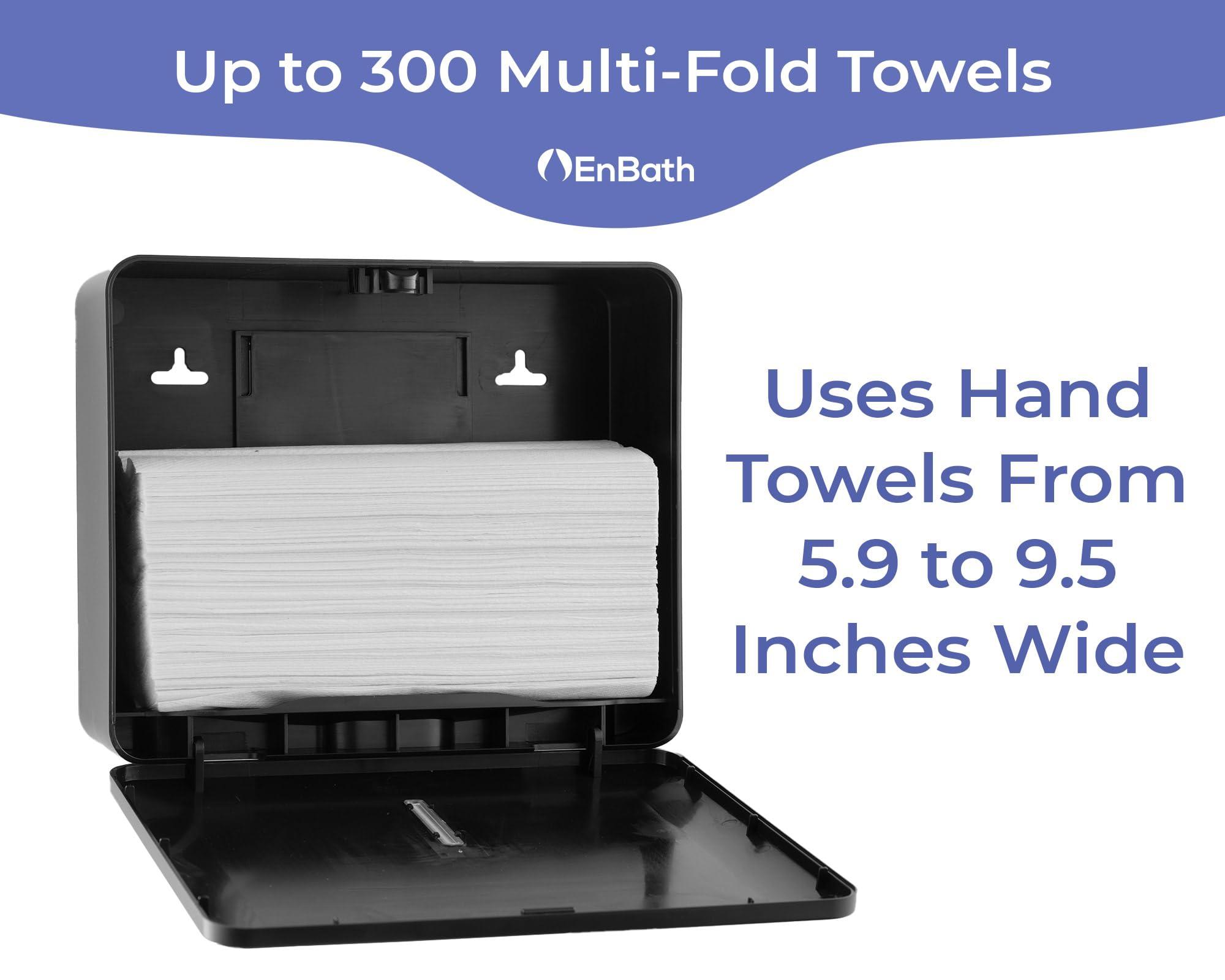 Multifold Paper Towel Dispenser Wall Mount (Black), Folded Hand Towel Dispenser for Bathroom/Restroom (Holds up to 300 Towels), Commercial Paper Towel Holder, Trifold Paper Towels Dispenser by EnBath - Image 4