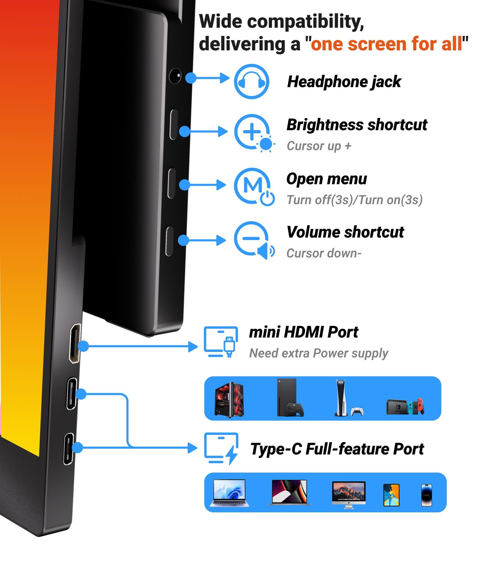 Ingnok Portable Monitor, Ultra Slim 15.6 Inch FHD IPS Laptop Screen Extender with Adjustable Stand, USB C Compatible, Ideal for Travel and Office - Image 6