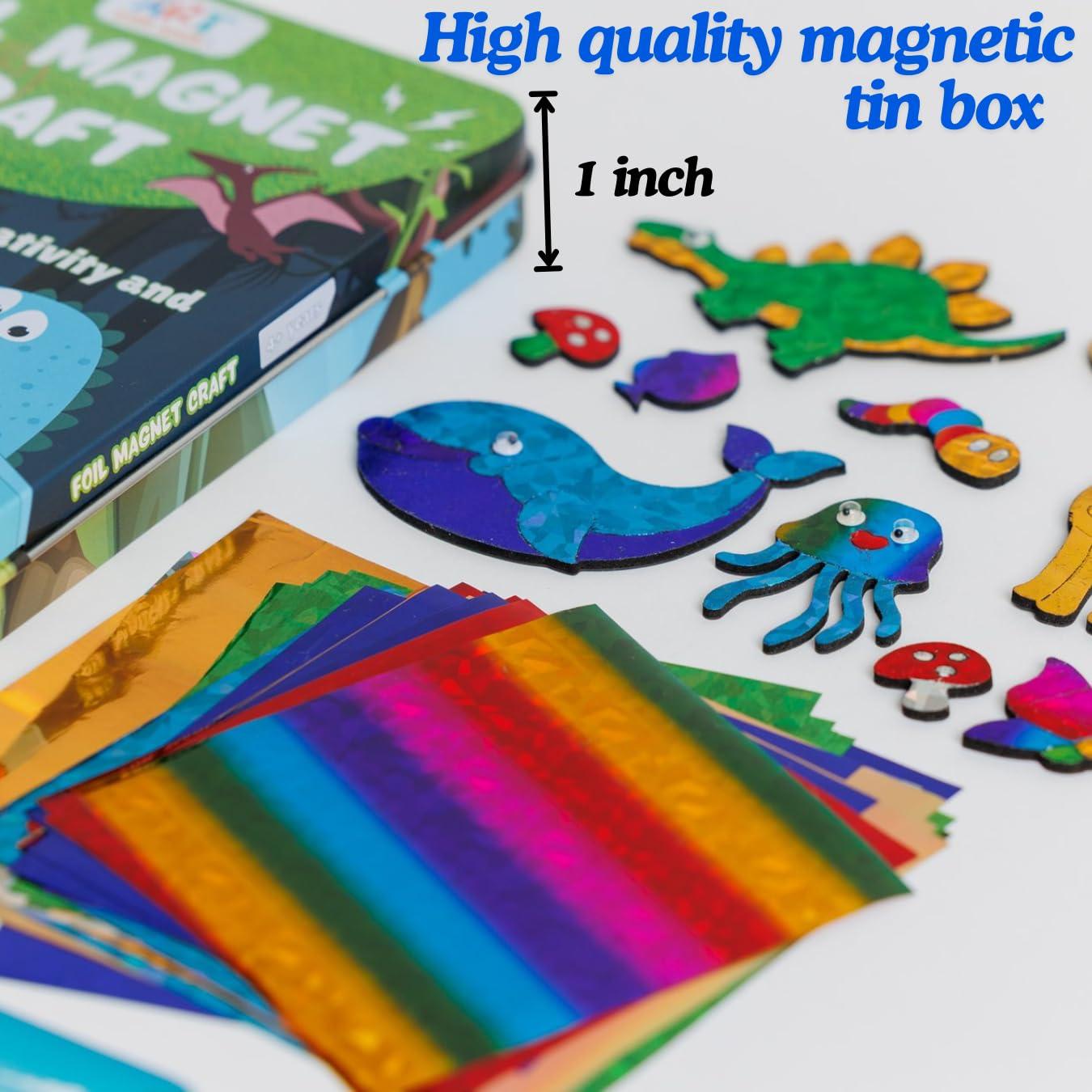 Foil Fun Art Kit for Kids - Reusable Animal Foil Art for Girls & Boys, DIY Mess-Free Girls Craft Kit w/Magnets, Ideal Travel Toy & in Car Activities for Kids Ages 4 5 6 7 8 9 10 11 12 - Image 2