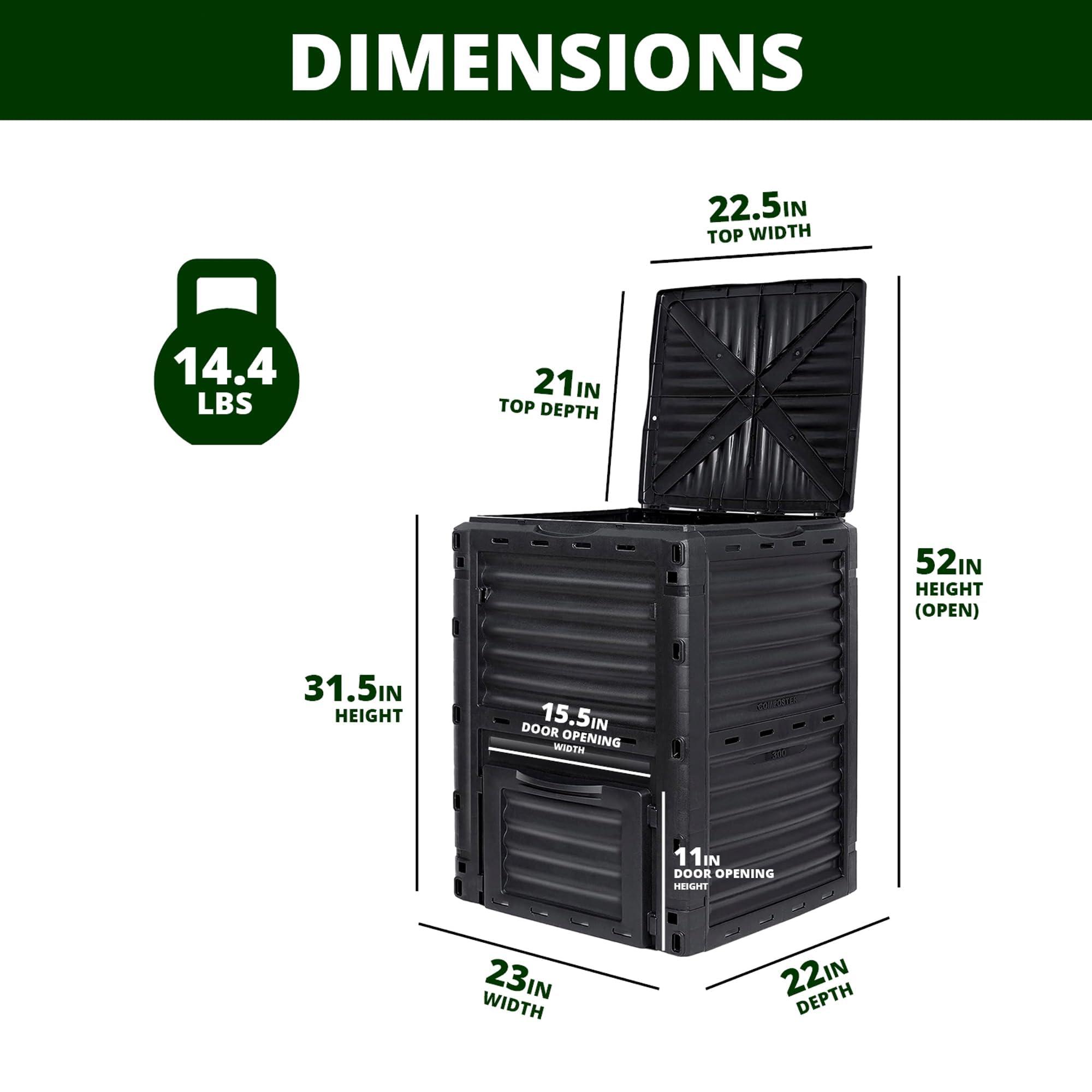 BIOGRN Large Outdoor Compost Bin,80 Gallon (300 L) Composter Bins with Snap-on Top Lid and Aeration System,Garden Compost Bin that Quickly Create Fertile Soil - Image 3