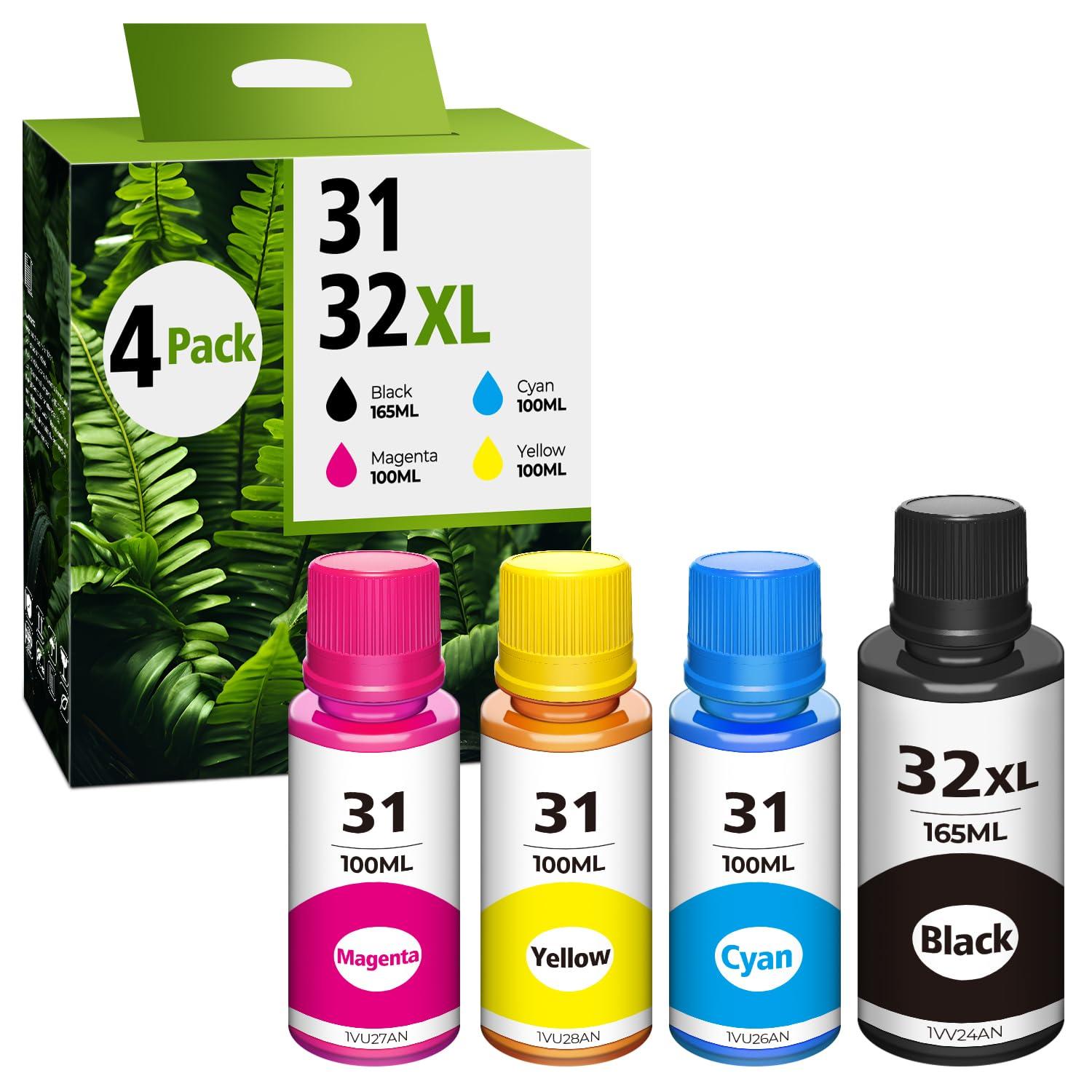 Topcolor 31 32XL Ink Bottle Set Replacement for HP Smart Tank 5101 7602 6001 5000 Ink Refill Compatible for HP 31 32XL, Compatible for Smart Tank 7301 7001 5101 5000 5102 7002 5103