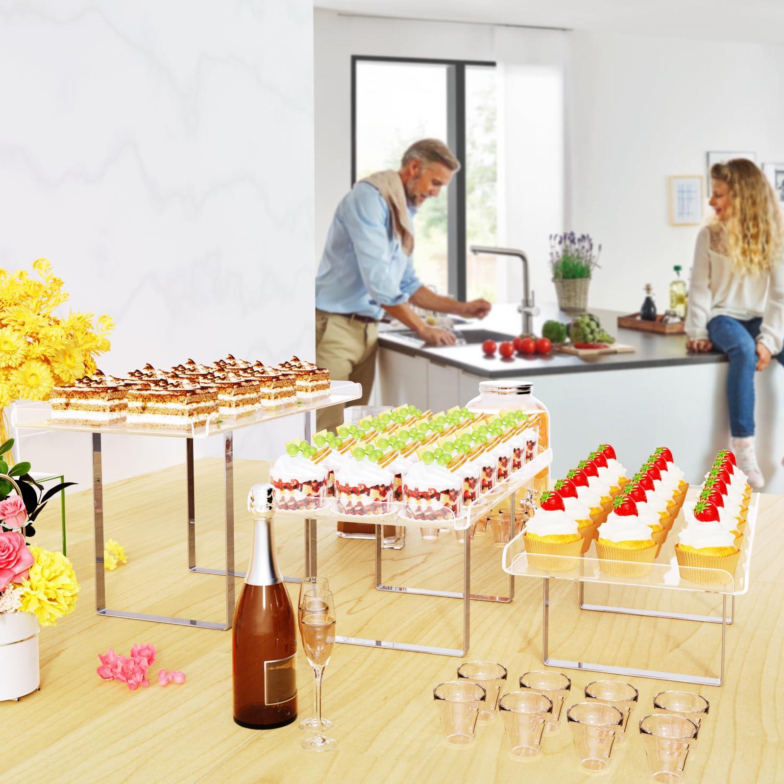 Bakzon 3 Pieces Cupcake Stand Holder, Clear Acrylic Dessert Table Display Set with Iron Support Legs for Birthday Candy Bar Décor Weddings, Parties Events - Image 7
