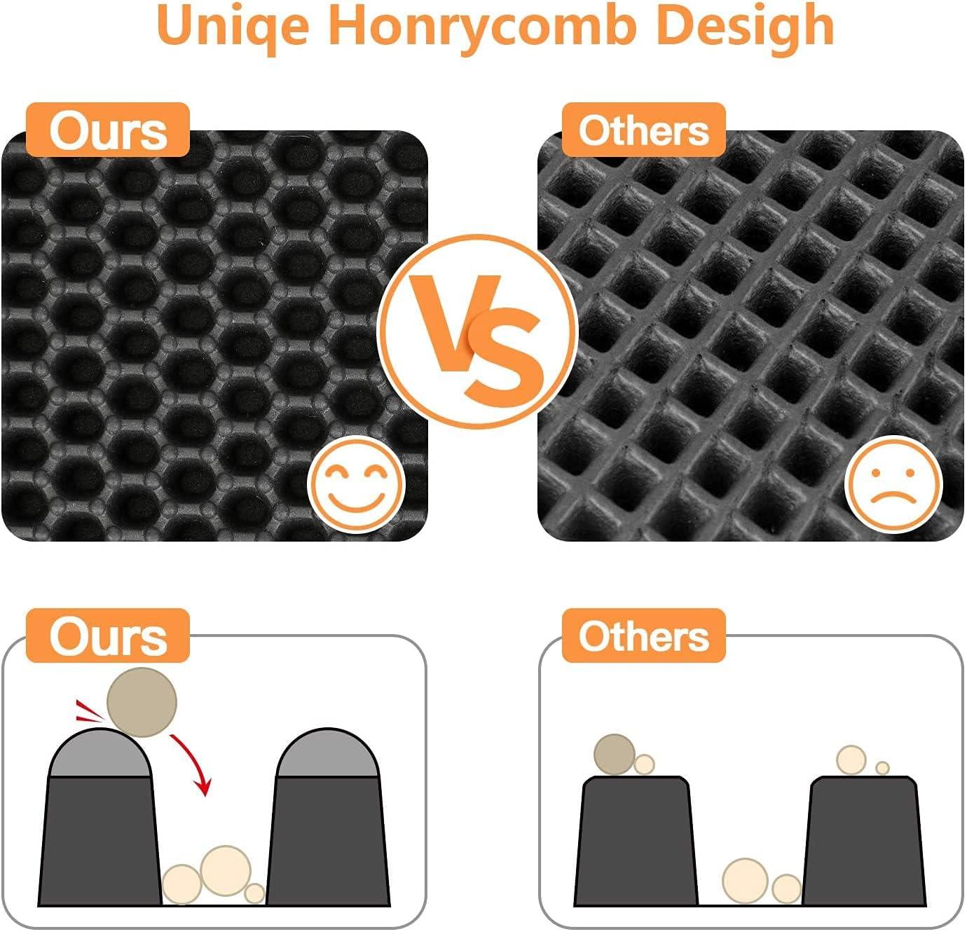 Cat Litter Mat 23"X17" Litter Box Mat, EVA Honeycomb Double Layer Design, Urine & Waterproof, Scatter Control Kitty Litter Mat, Less Waste, Easier To Clean,Washable, Black - Image 3