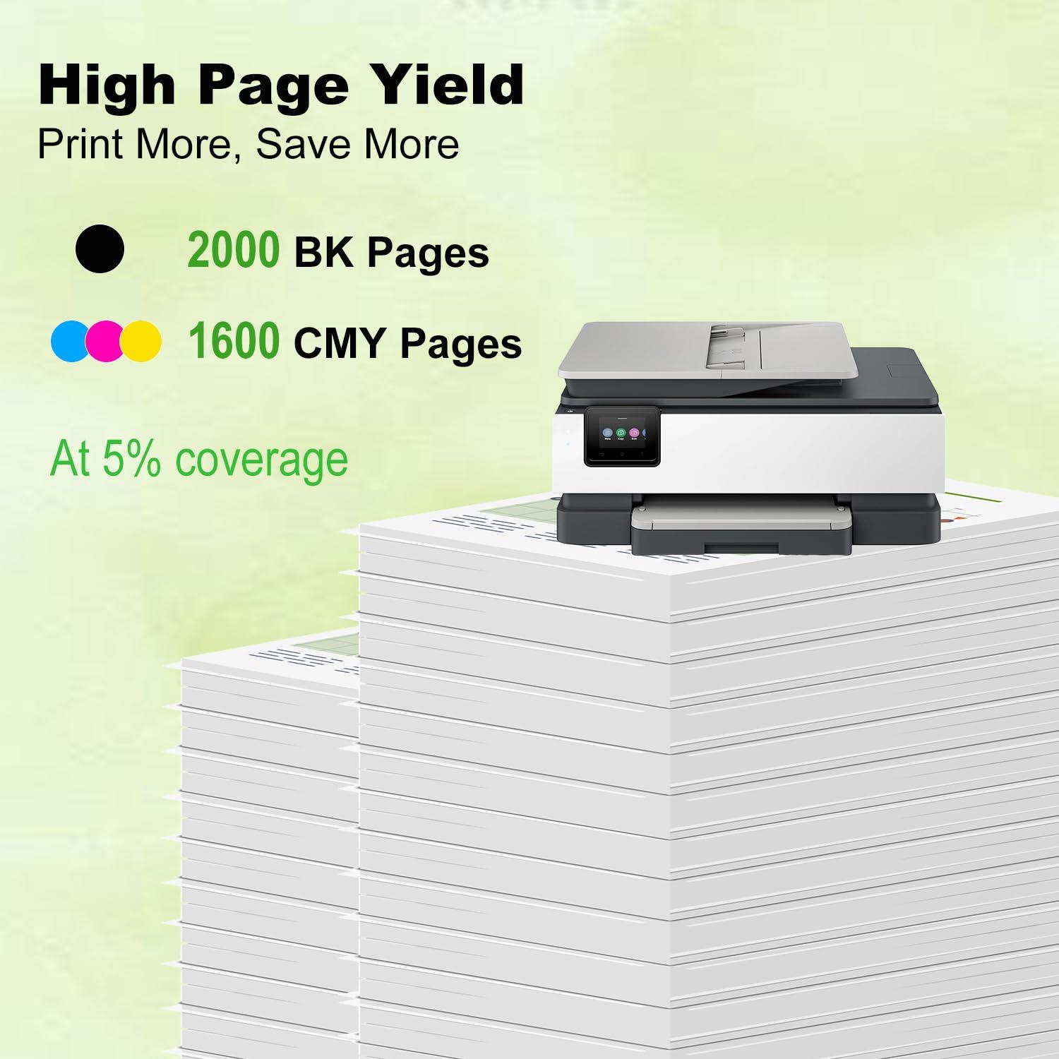 962XL Ink Cartridges Replacement for HP 962 XL 4 Combo Pack Compatible with HP OfficeJet Pro 9015e 9018e 9025e 9010 9015 9018 9020 9025 9012 9010e 9014e 9016e Printer (Black Cyan Magenta Yellow) - Image 4