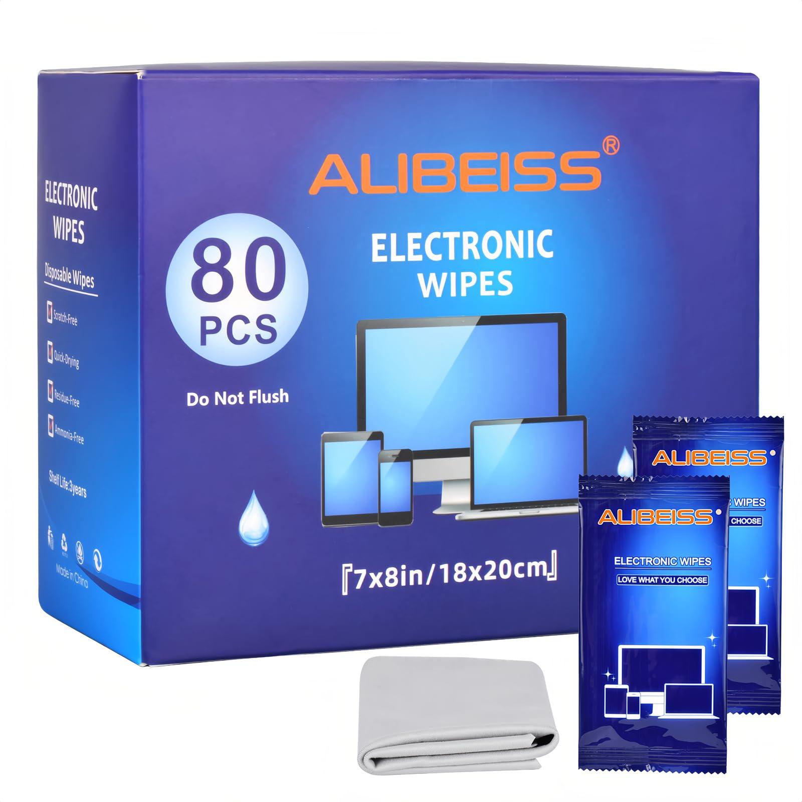Electonic Wipes Alibeiss Screen Cleaner Wipes (80P,8 * 8inches) for Laptop, Phone, Ipad,TV, Computer Cleaning kit