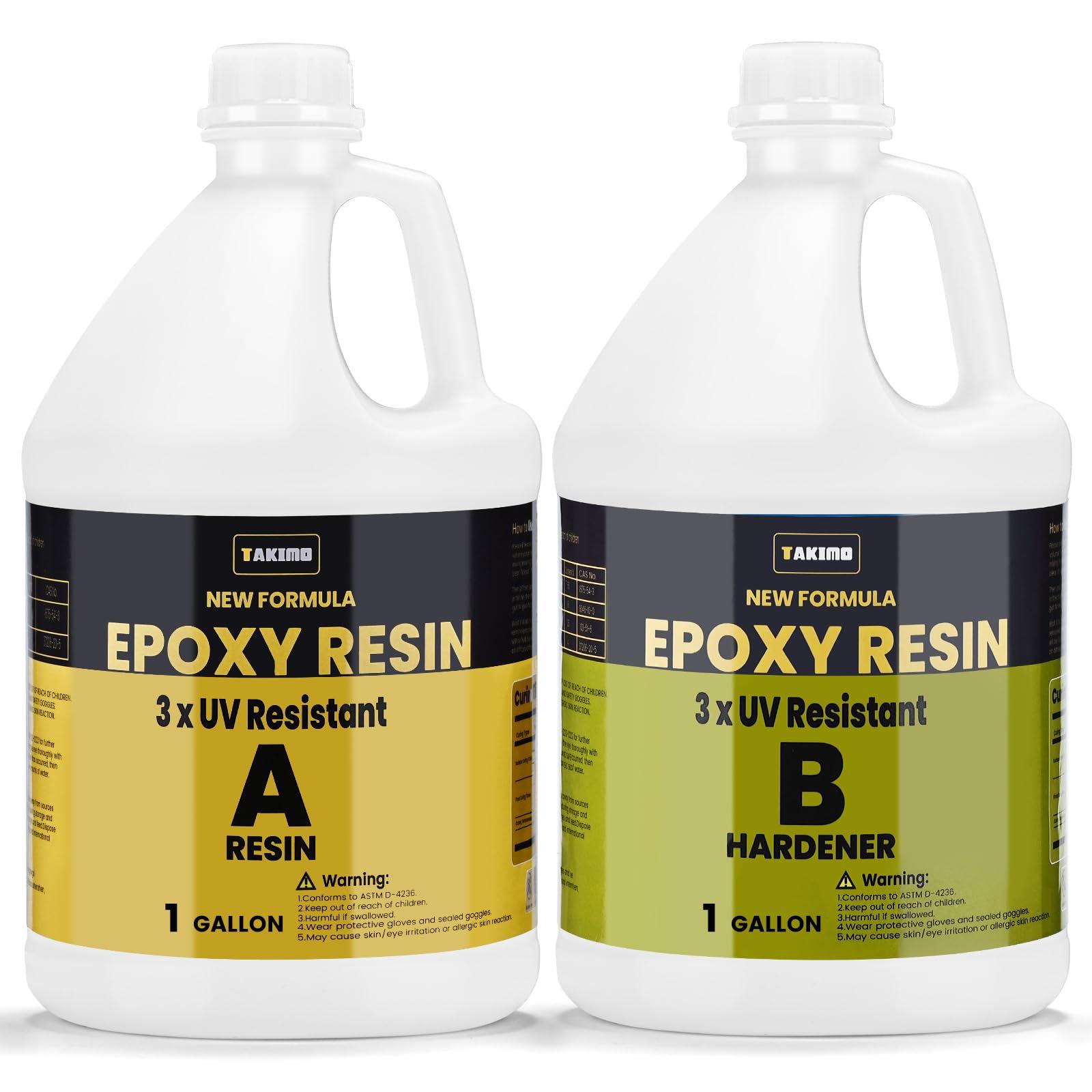 TAKIMO 2 Gallon 3×UV Resistant Resin Kit,No Bubble & Crystal Clear Epoxy Resin for Coating, Casting, Table Top,DIY, Bar Top, River Tables, Resin Art, Wood with High Gloss Finish