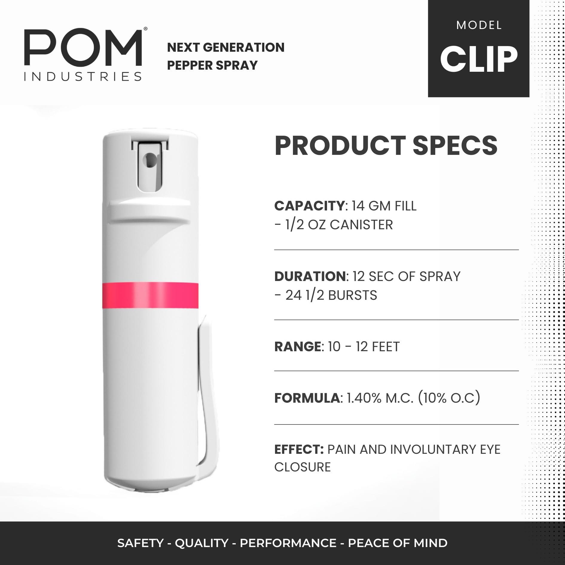 POM Pepper Spray Combo Pack, Keychain & Clip Model, Max Police Strength OC Formula, Quick Key Release, Flip Top Safety, 10 ft Range, 25 Bursts, 0.5 fl oz, Compact Tactical Design for Everyday Carry - Image 2