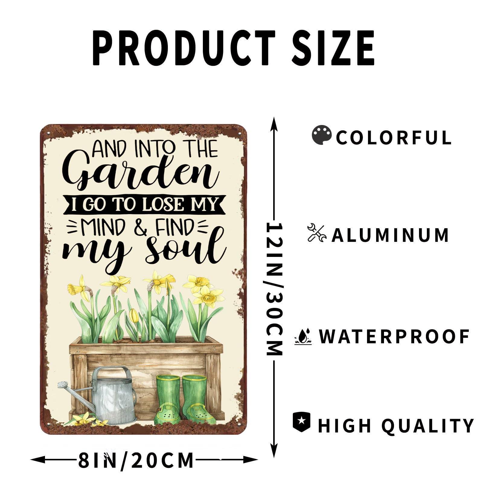 WIZYXQ Metal Signs And Into The Garden I Go To Lose My Mind And Find My Soul Retro Tin Sign Wall Decor for Home Office Kitchen Bar Cafe Garden 12x8 Inch - Image 3