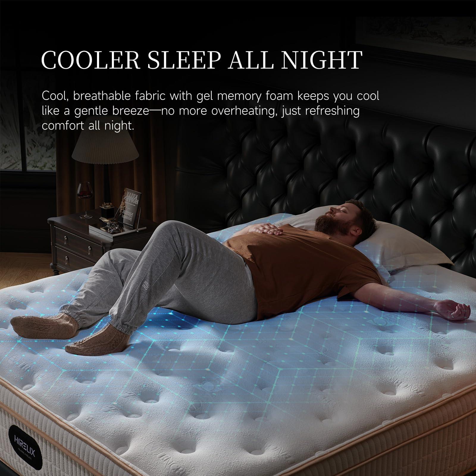 HIRELIX 12 Inch Queen Hybrid Mattress, Cooling Gel Memory Foam & Zoned Pocket Coils, Pressure Relief, Motion Isolation, Breathable Bed in a Box, CertiPUR-US Certified - Image 6
