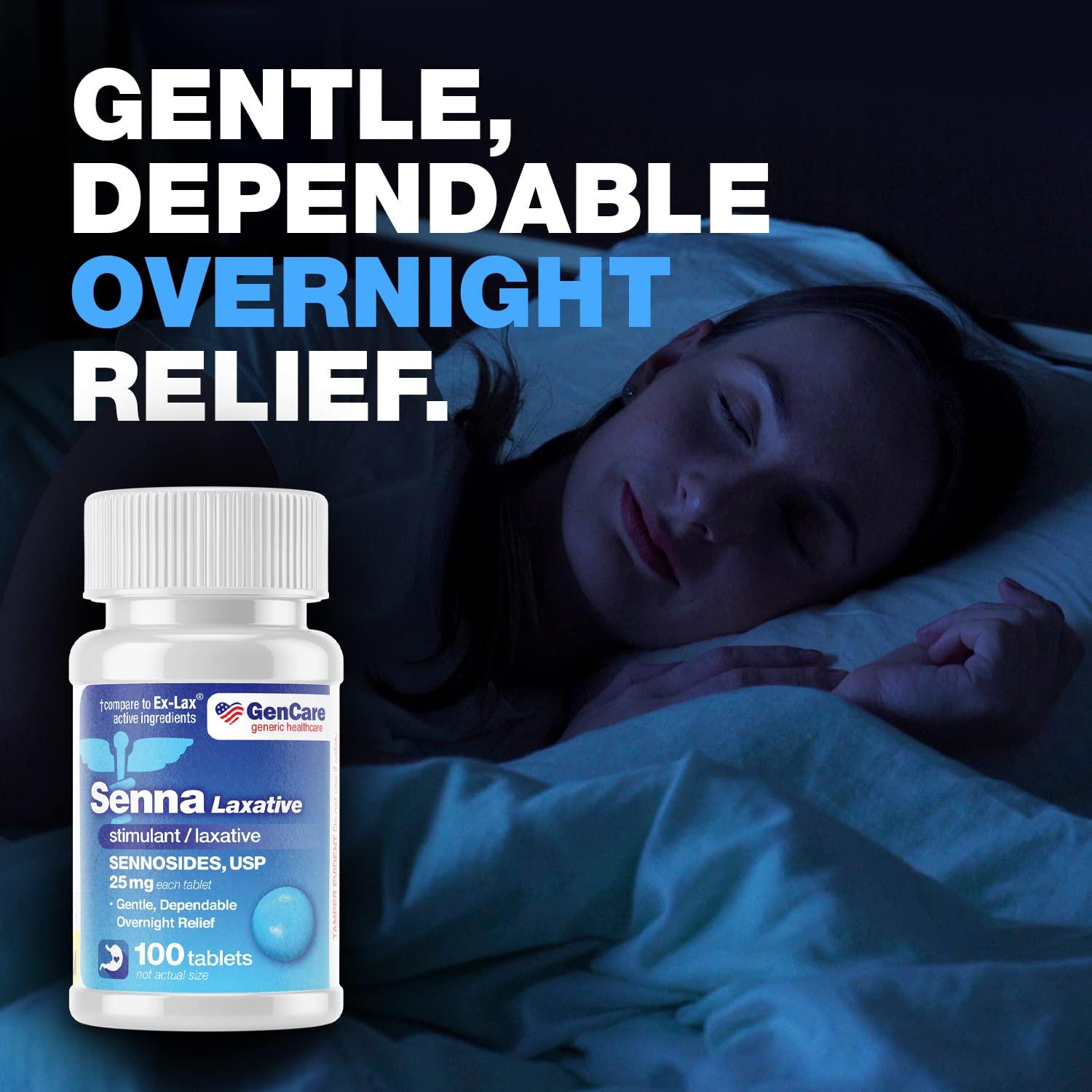 GenCare - Maximum Strength Senna Laxative 25mg (100 Tablets) - Gentle Constipation Relief Sennosides USP Stimulant Laxatives Digestion Pills - Natural Overnight Relief while You Sleep - Generic Ex Lax - Image 3