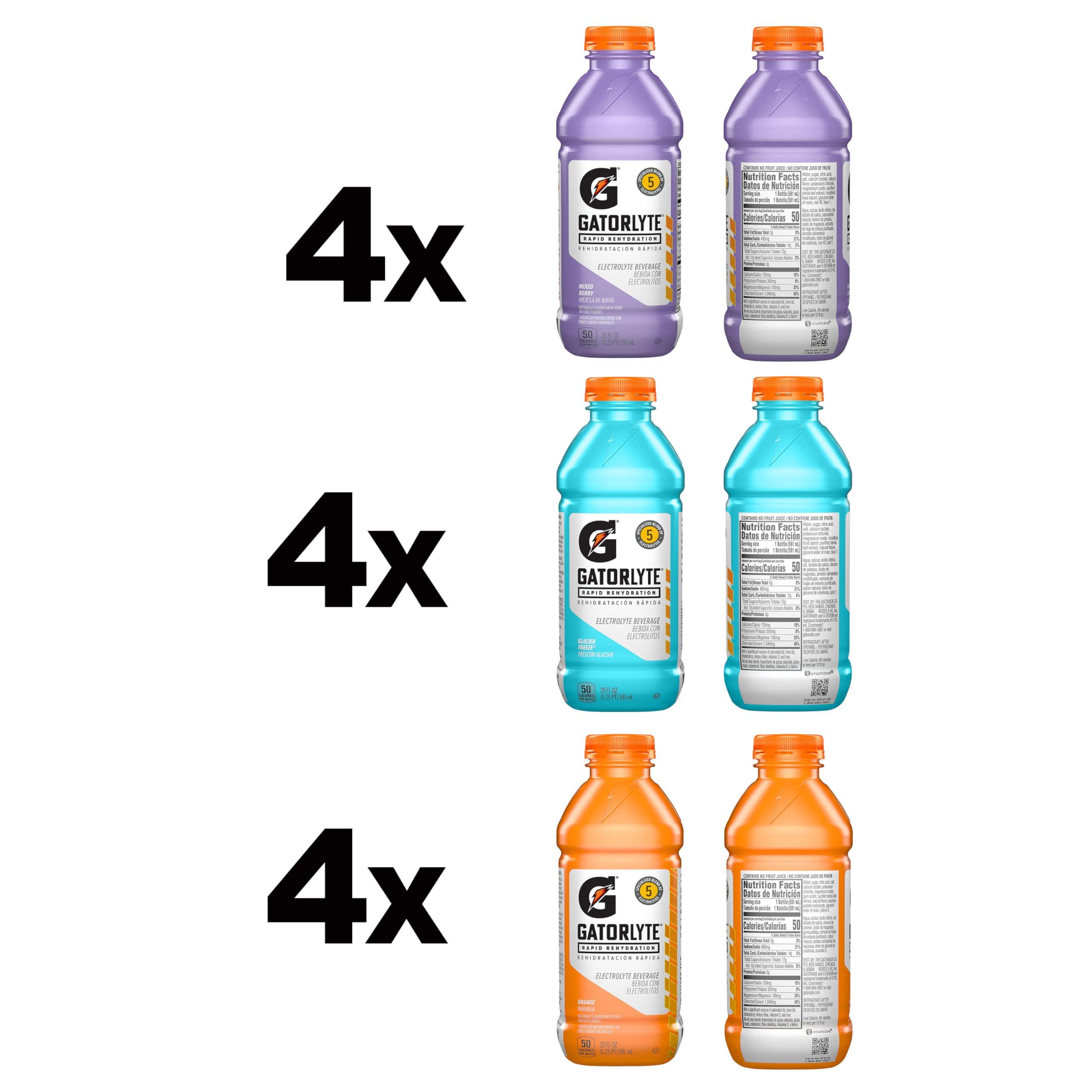 Gatorade Gatorlyte Electrolyte Beverage, Variety Pack 2.0, 20 Fl Oz (Pack of 12) - Image 3