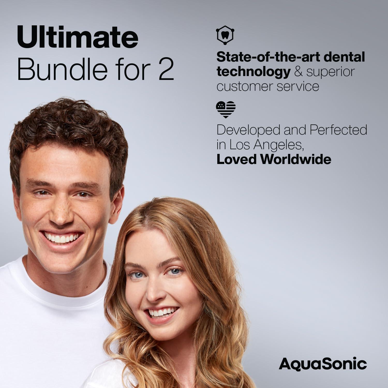 Aquasonic Duo - Dual Handle Ultra Whitening 40,000 VPM Wireless Charging Electric ToothBrushes - 3 Modes with Smart Timers - 10 Dupont Brush Heads & 2 Travel Cases Included - Image 6