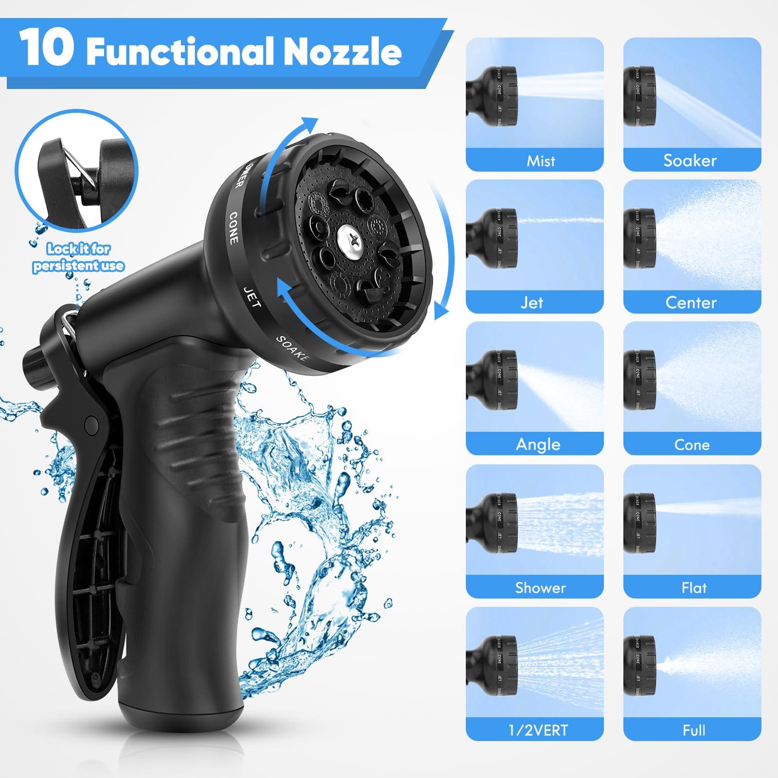 Garden Hose 50 FT, Metal Stainless Steel Water Hose with 10 Function Nozzles, No Kinks, Flexible Hose, Lightweight, Puncture Proof, Heavy Duty Hose for Yard and Outdoor - Image 5