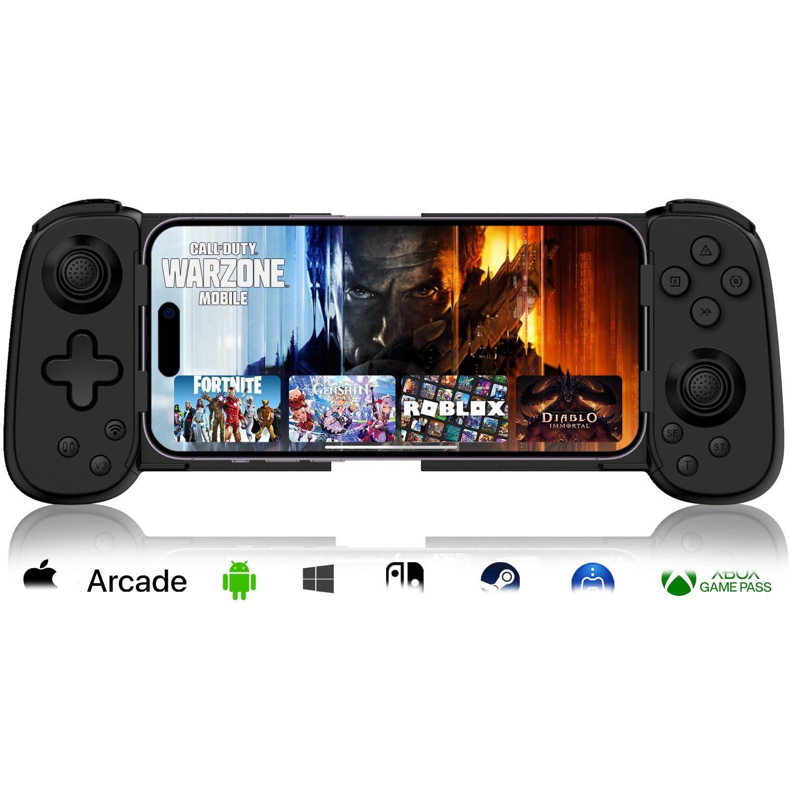 arVin Mobile Gaming Controller for iPhone 16/15/14/iPad/Android Phone/Tablet/Switch, PS Remote Player Gamepad for PS5/PS4/Xbox/PC, Wireless Joystick Play Cloud Gaming, Arcade Mfi Games, CODM, Roblox