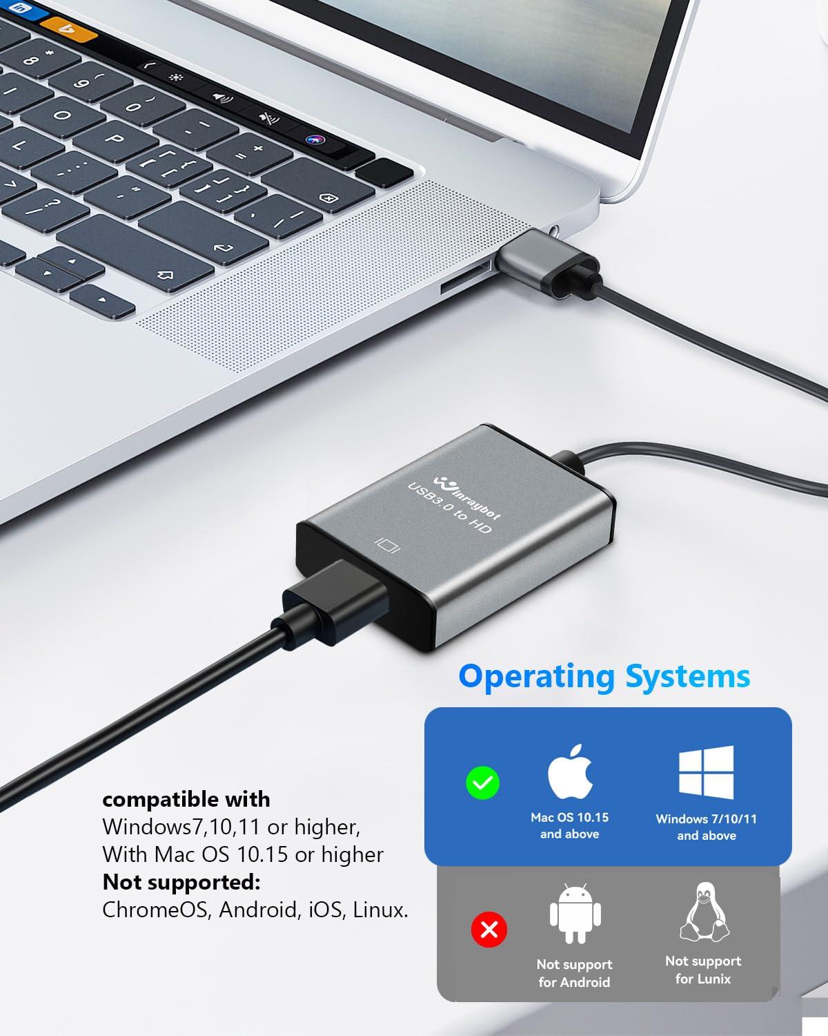 USB to HDMI Adapter,Hdmi to USBA for Monitor,USB A to HDMI for MacBook HD MI Adapter,Compatible with Windows 10/11 and Mac os,3.0 for 1080@60Hz - Image 3