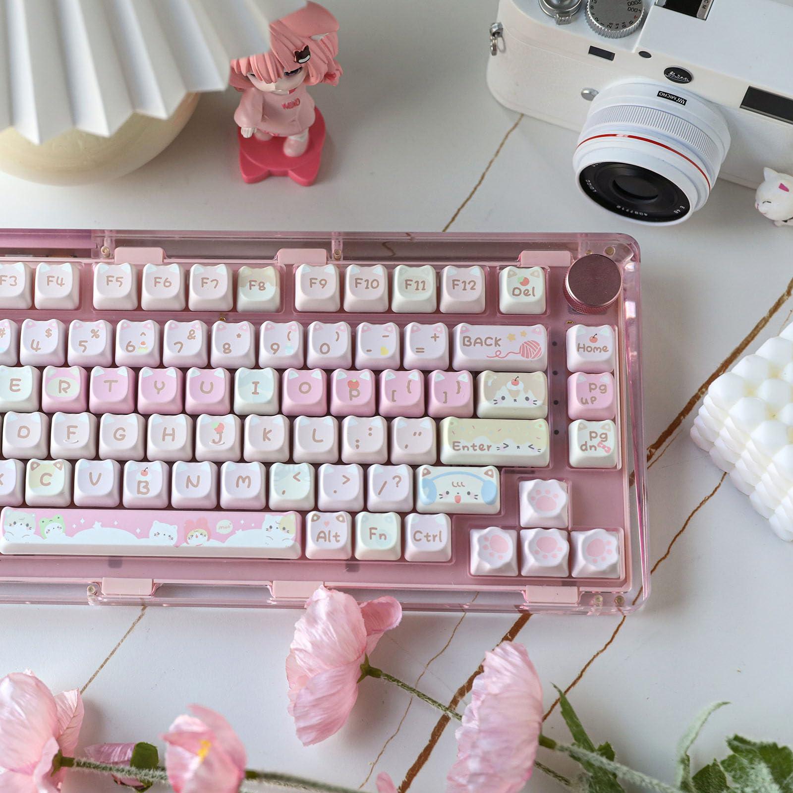 KiiBoom x Maorbeng Meow Meow Squad Keycaps Set, Dye-Sublimation PBT, Mao Profile, 142 Keys Custom Keycaps for ANSI Layout, MX Switches Mechanical Gaming Keyboard - Image 2