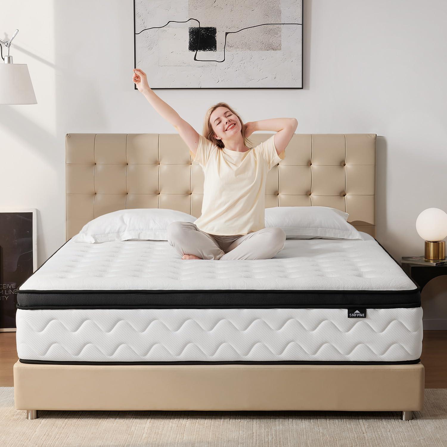 King Size Mattress 12 Inch - Medium Firm Hybrid Mattress with Memory Foam & Zoned Pocket Springs for Pressure Relief, Quiet Sleep | Fiberglass-Free, CertiPUR-US Certified | King Mattresses in a Box