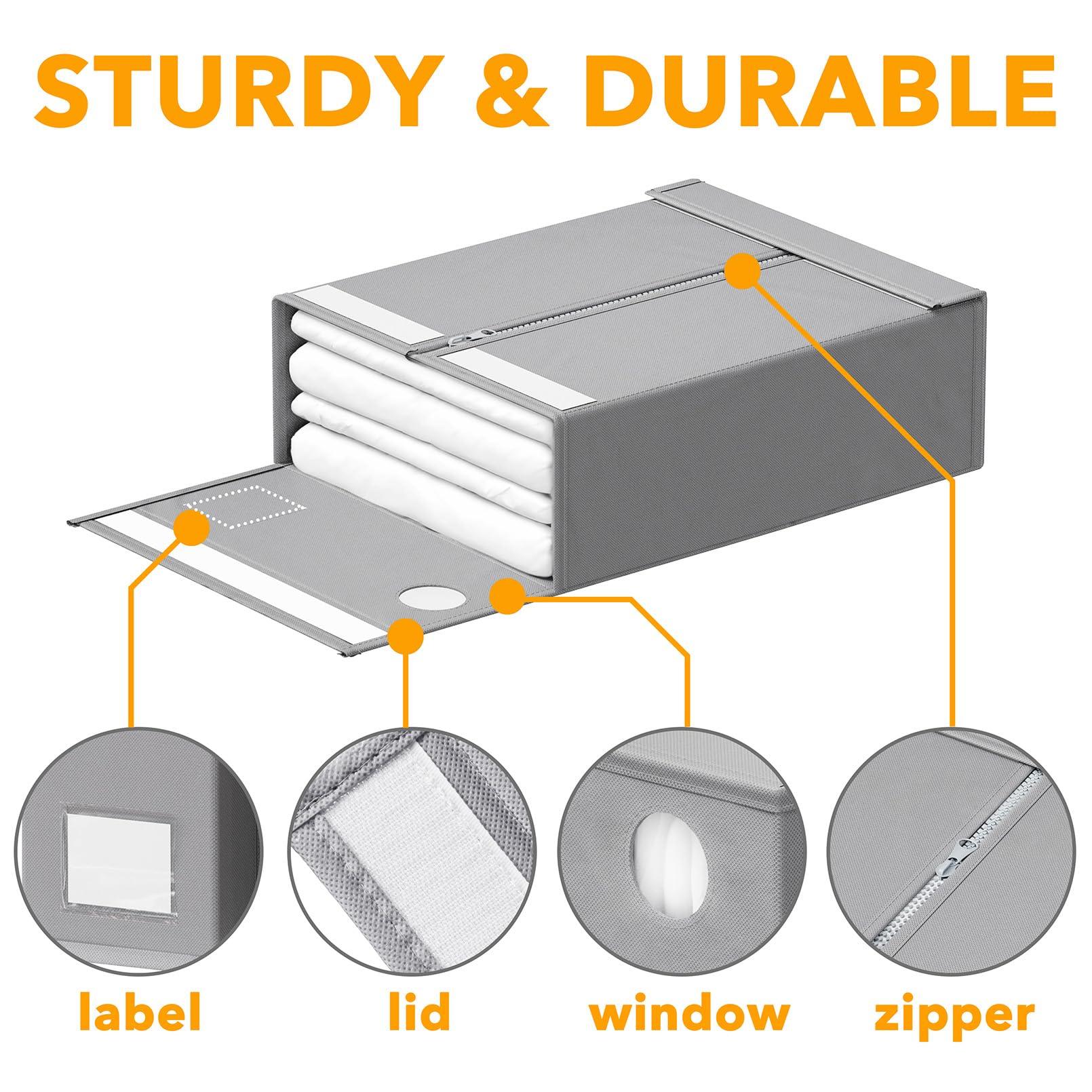 SpaceAid 10 Pack Bed Sheet Organizers and Storage, Foldable Sheet Organizer for Linen Closet, Sheets Set Folder Keeper with Window XL (Queen & King Size) Organizing Bedding Container, Gray - Image 7