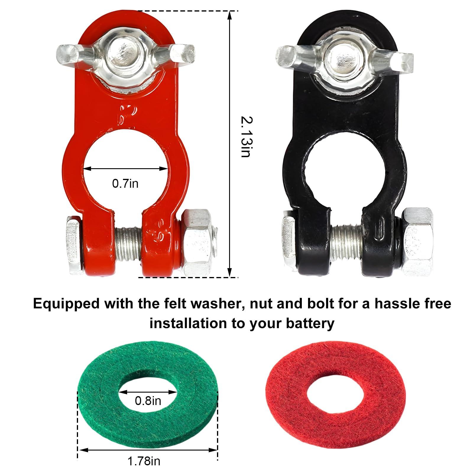 Wevdn Battery Terminal Connectors, Negative & Positive Battery Cable Terminals with Anti Corrosion Washers, Battery Post Connector Clamps for Car Truck Boat, Car Accessories - Image 2